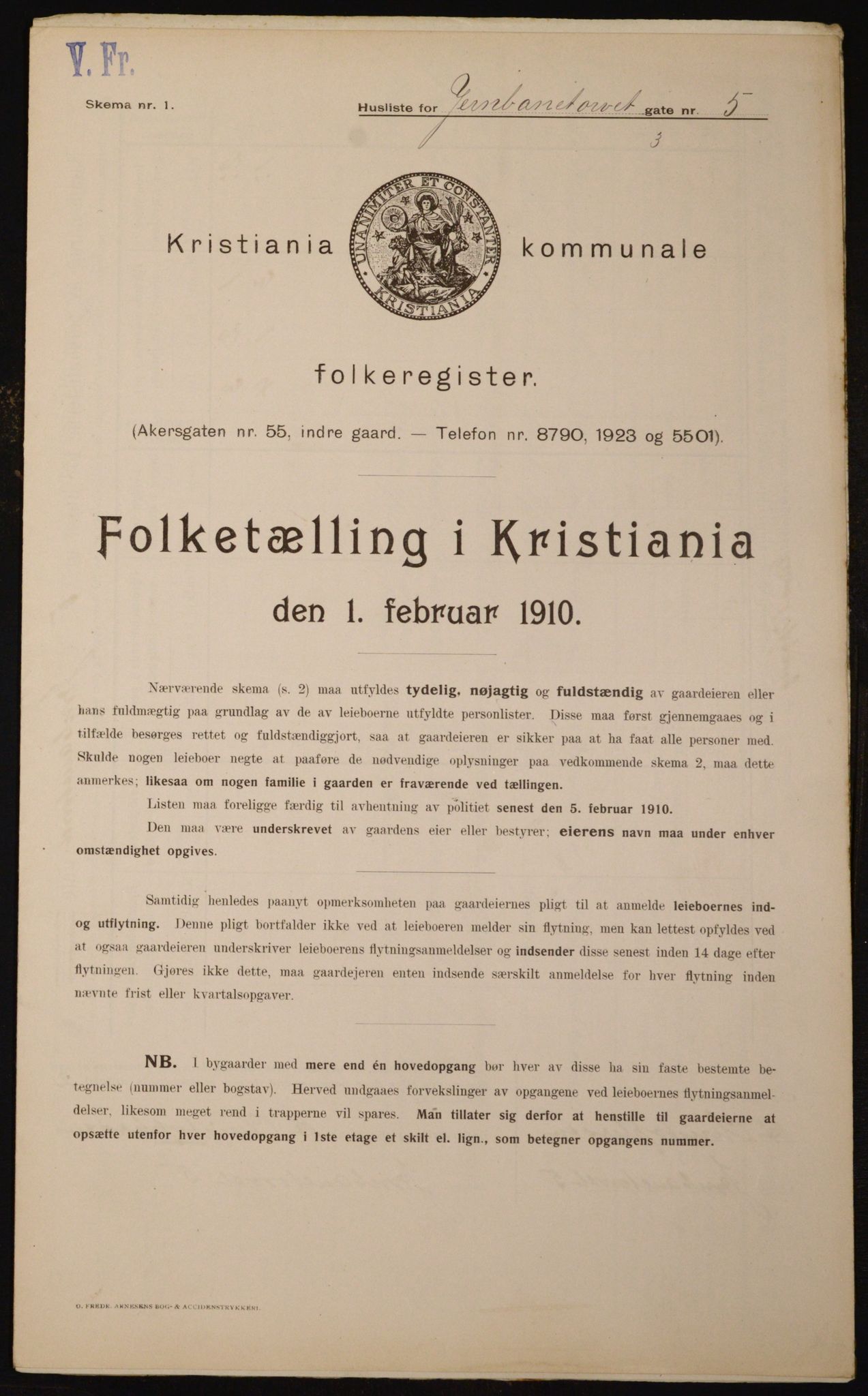 OBA, Municipal Census 1910 for Kristiania, 1910, p. 45620