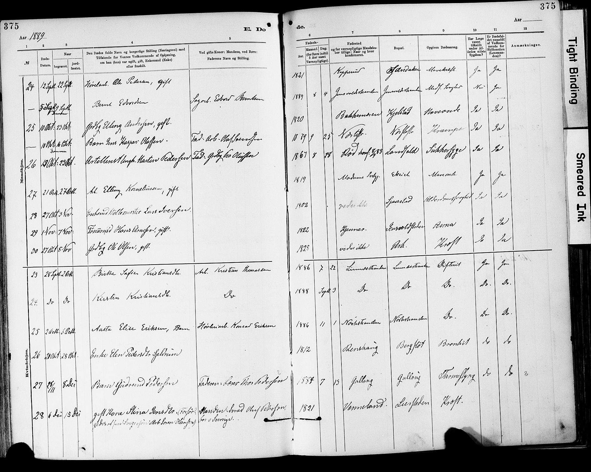 Lier kirkebøker, AV/SAKO-A-230/F/Fa/L0015: Parish register (official) no. I 15, 1883-1894, p. 375