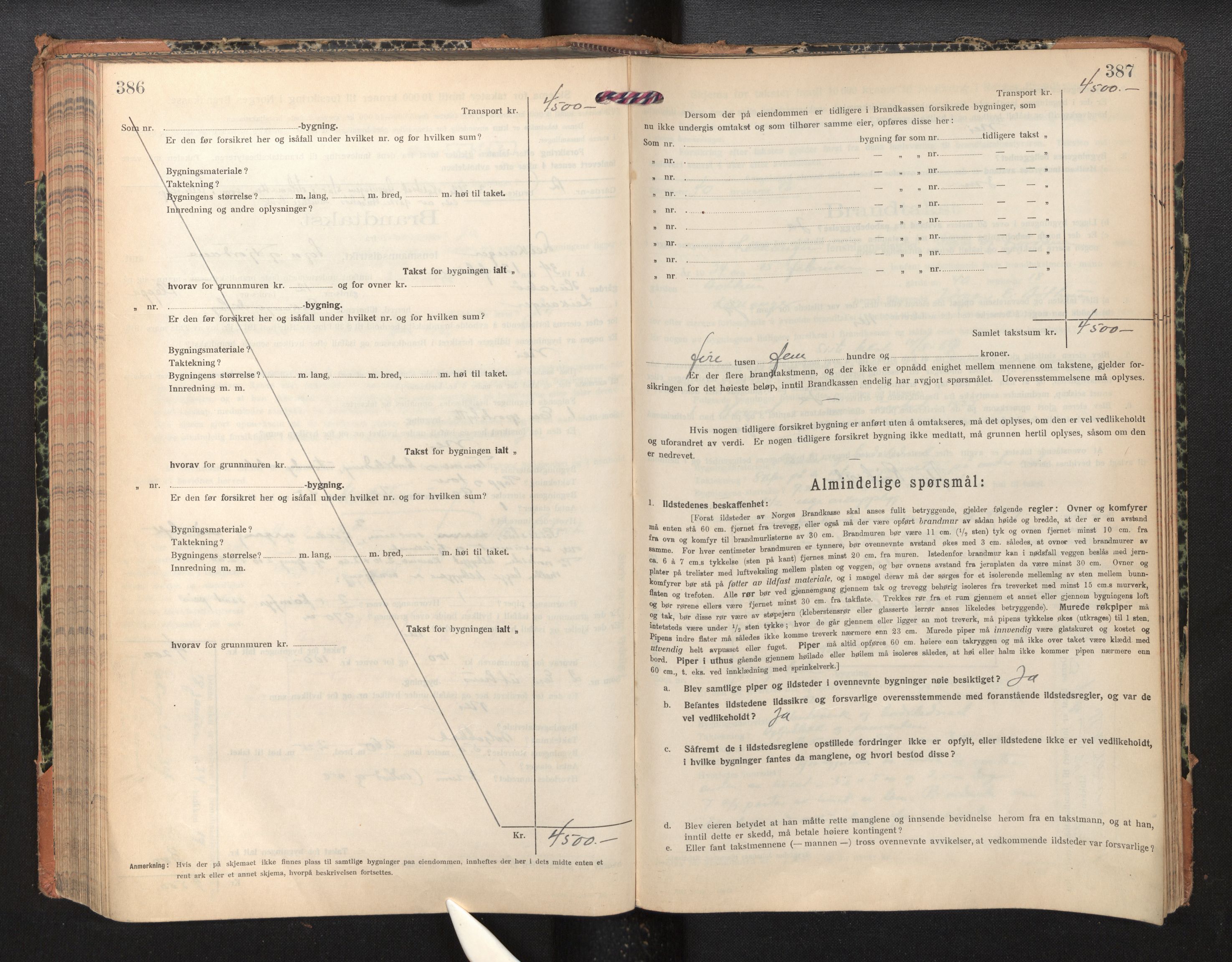 Lensmannen i Leikanger, AV/SAB-A-29201/0012/L0007: Branntakstprotokoll, skjematakst, 1926-1936, p. 386-387