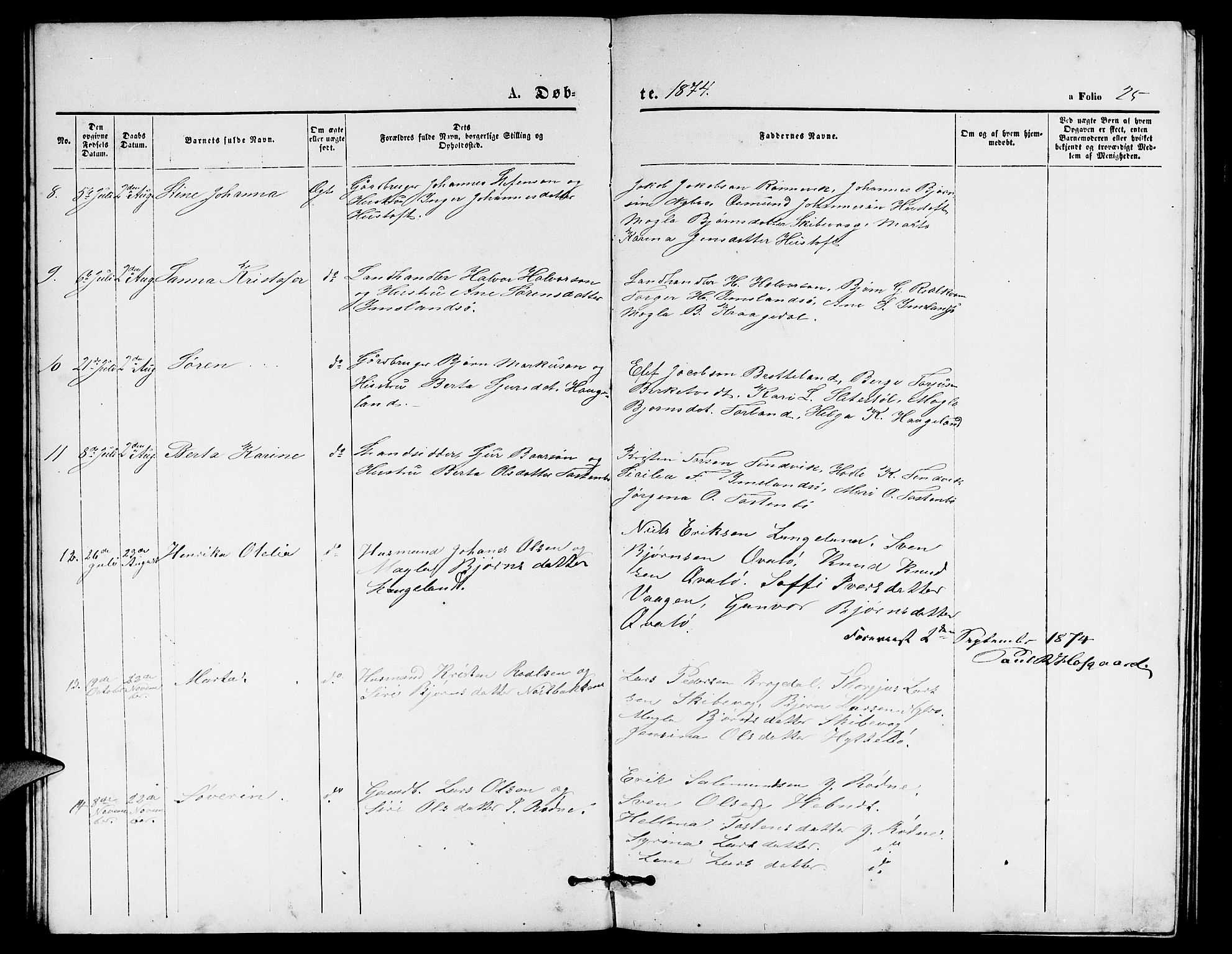 Vikedal sokneprestkontor, AV/SAST-A-101840/01/V: Parish register (copy) no. B 4, 1868-1890, p. 25