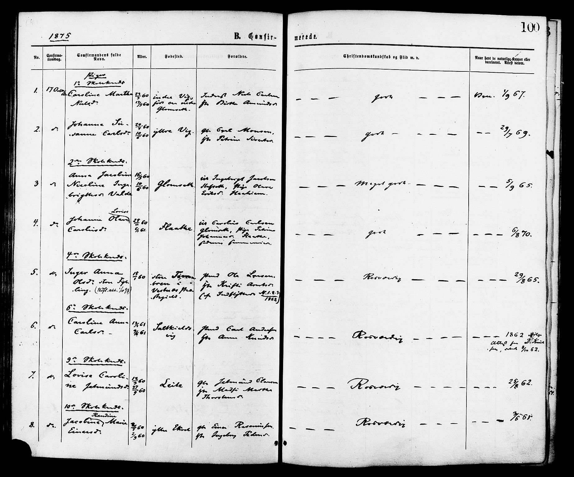 Ministerialprotokoller, klokkerbøker og fødselsregistre - Møre og Romsdal, SAT/A-1454/524/L0355: Parish register (official) no. 524A07, 1864-1879, p. 100