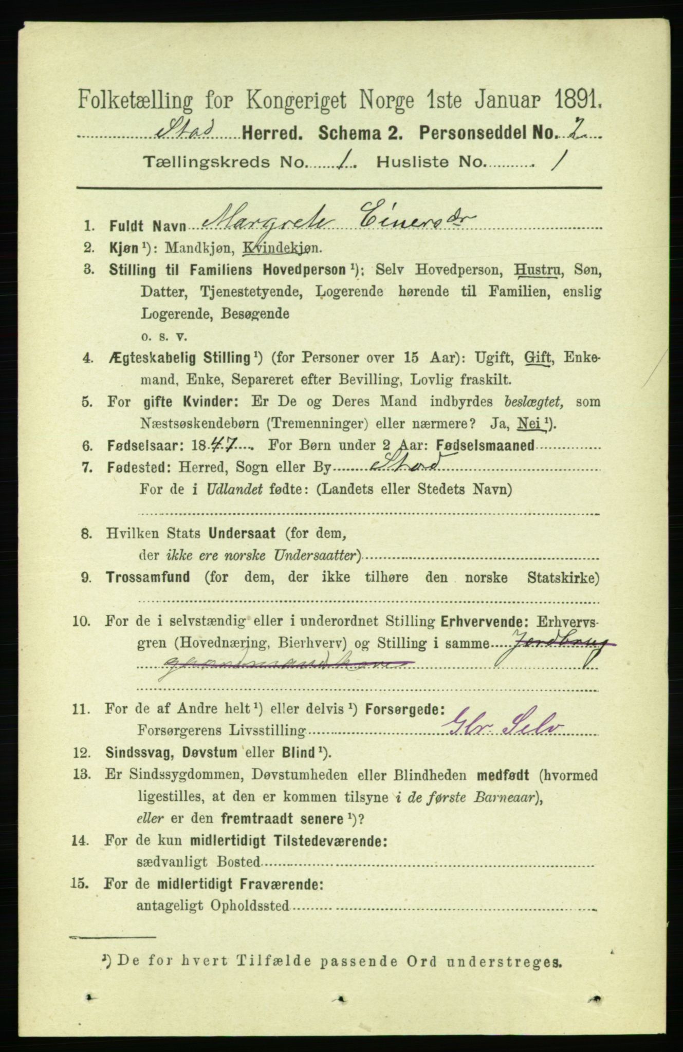 RA, 1891 census for 1734 Stod, 1891, p. 124