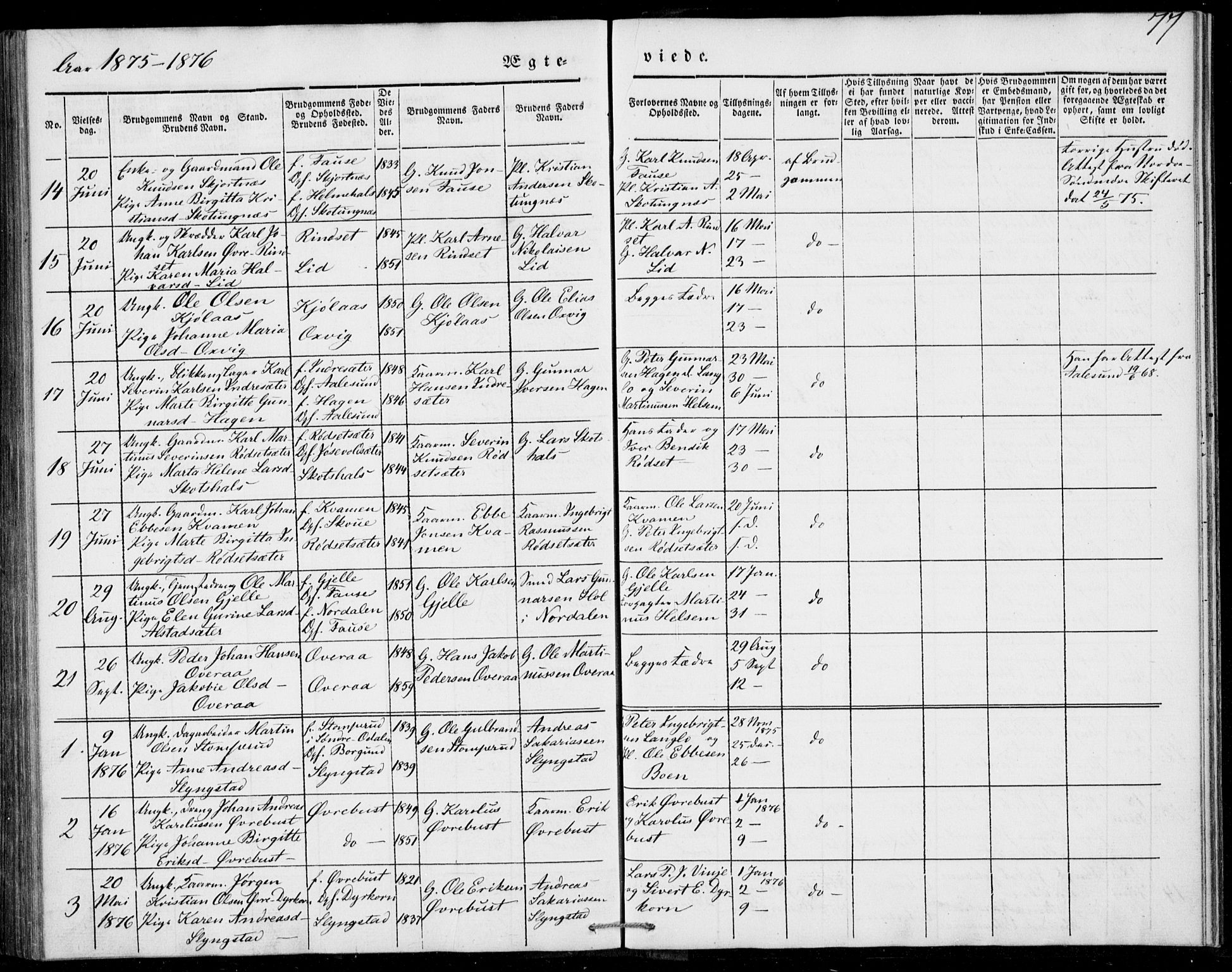 Ministerialprotokoller, klokkerbøker og fødselsregistre - Møre og Romsdal, AV/SAT-A-1454/520/L0276: Parish register (official) no. 520A06, 1844-1881, p. 77