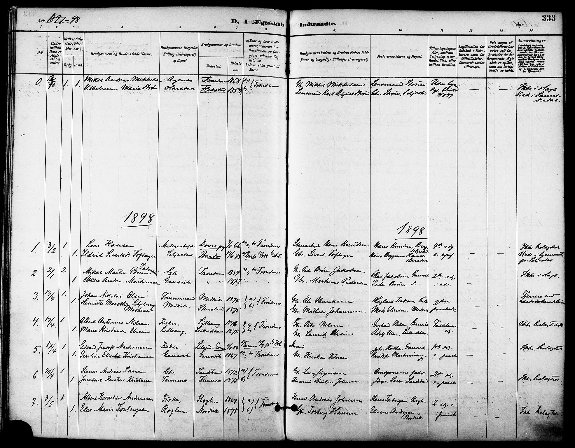 Trondenes sokneprestkontor, SATØ/S-1319/H/Ha/L0016kirke: Parish register (official) no. 16, 1890-1898, p. 333