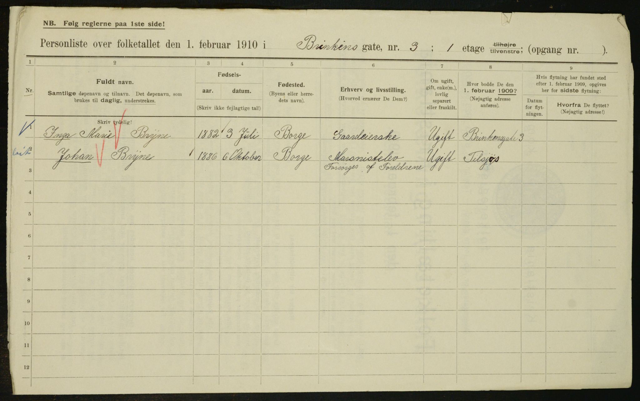 OBA, Municipal Census 1910 for Kristiania, 1910, p. 8456