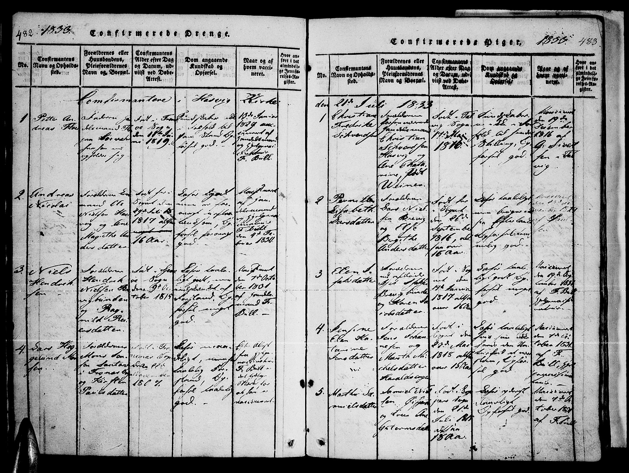 Loppa sokneprestkontor, AV/SATØ-S-1339/H/Ha/L0003kirke: Parish register (official) no. 3, 1820-1848, p. 482-483