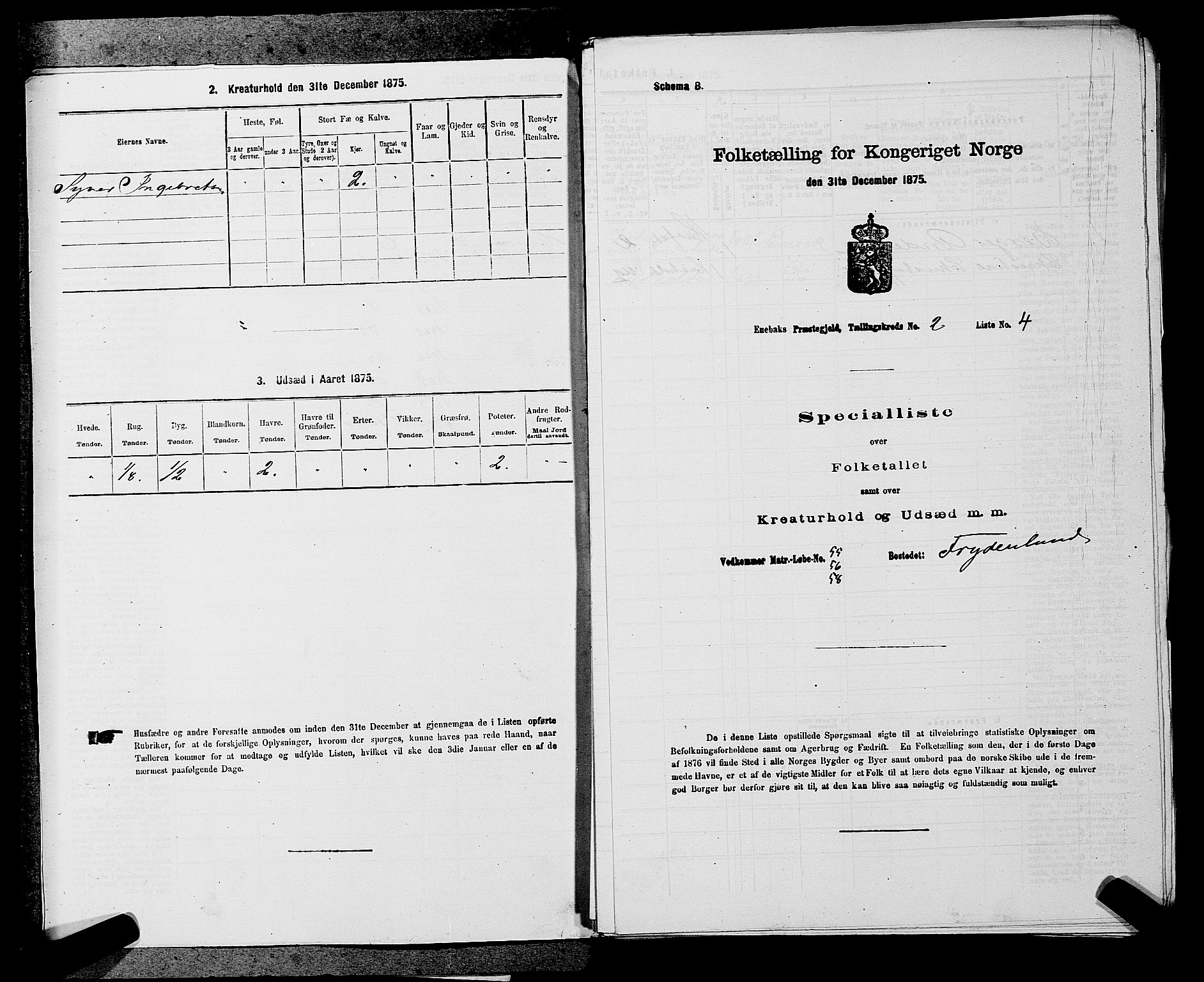 RA, 1875 census for 0229P Enebakk, 1875, p. 273