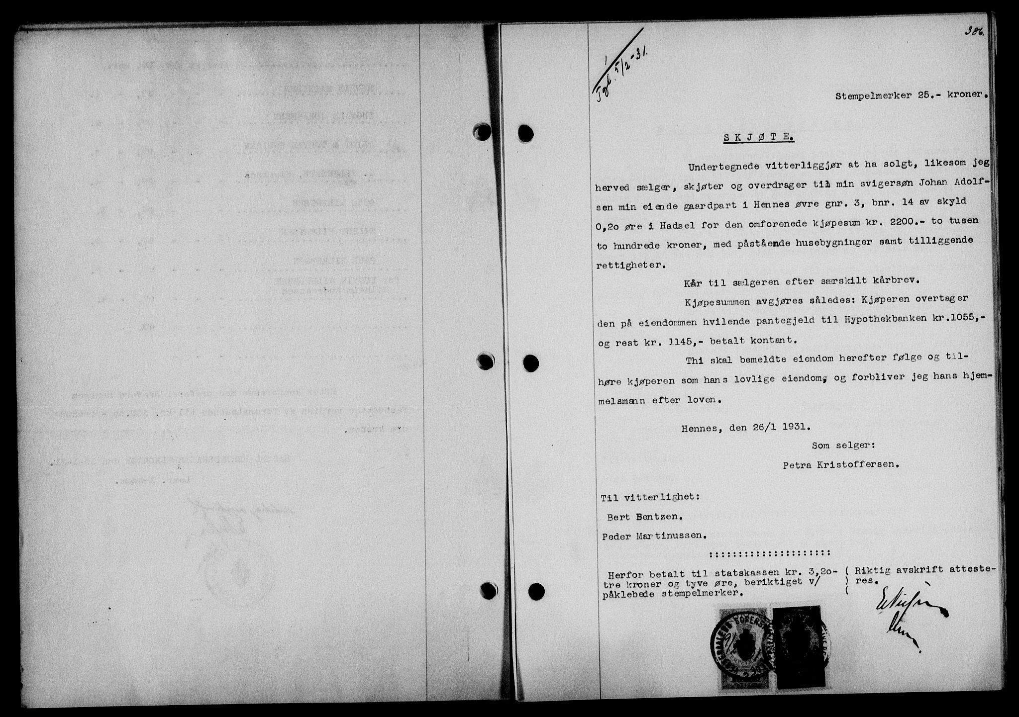 Vesterålen sorenskriveri, SAT/A-4180/1/2/2Ca/L0052: Mortgage book no. 45, 1930-1931, Deed date: 05.02.1931