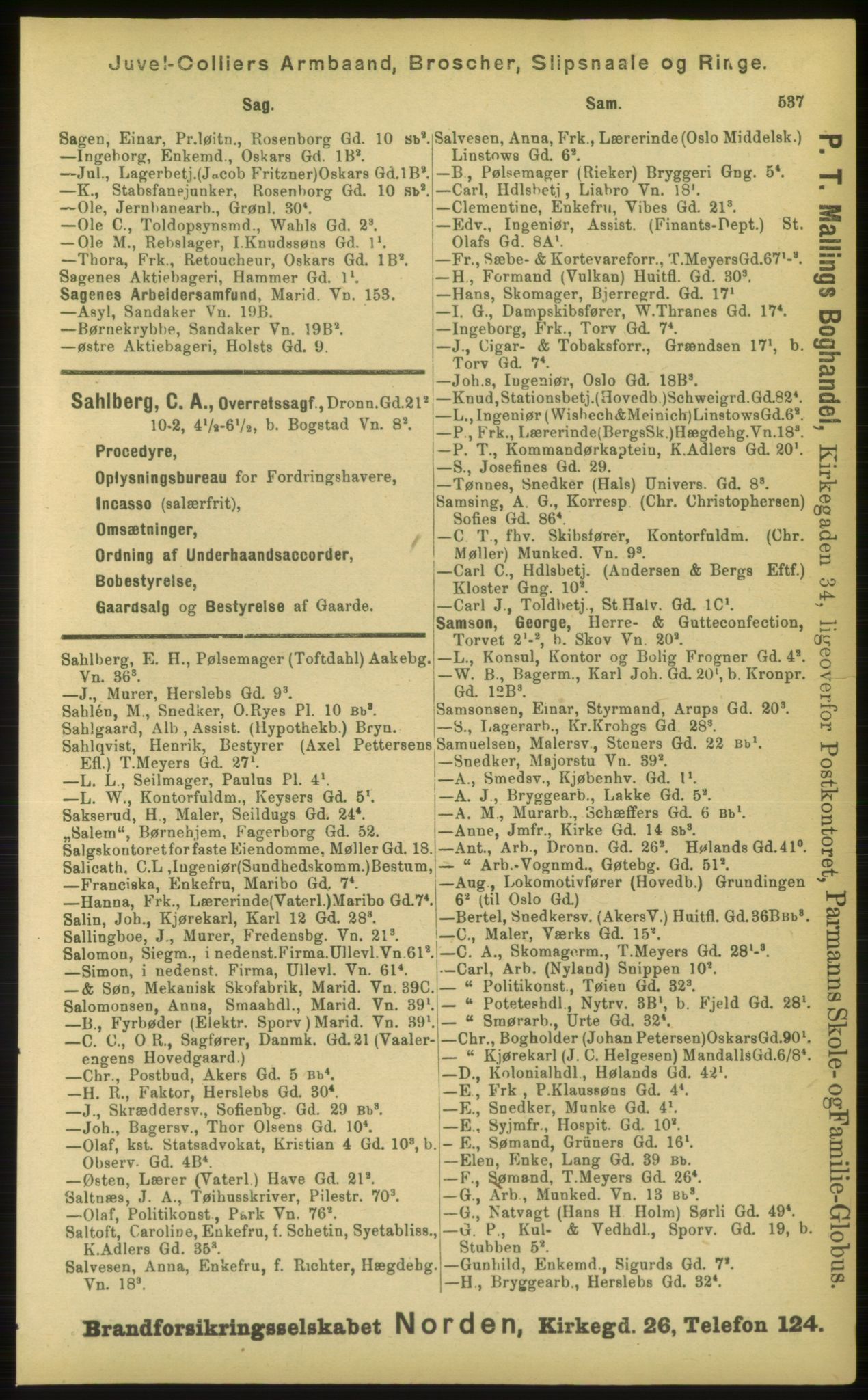 Kristiania/Oslo adressebok, PUBL/-, 1898, p. 537