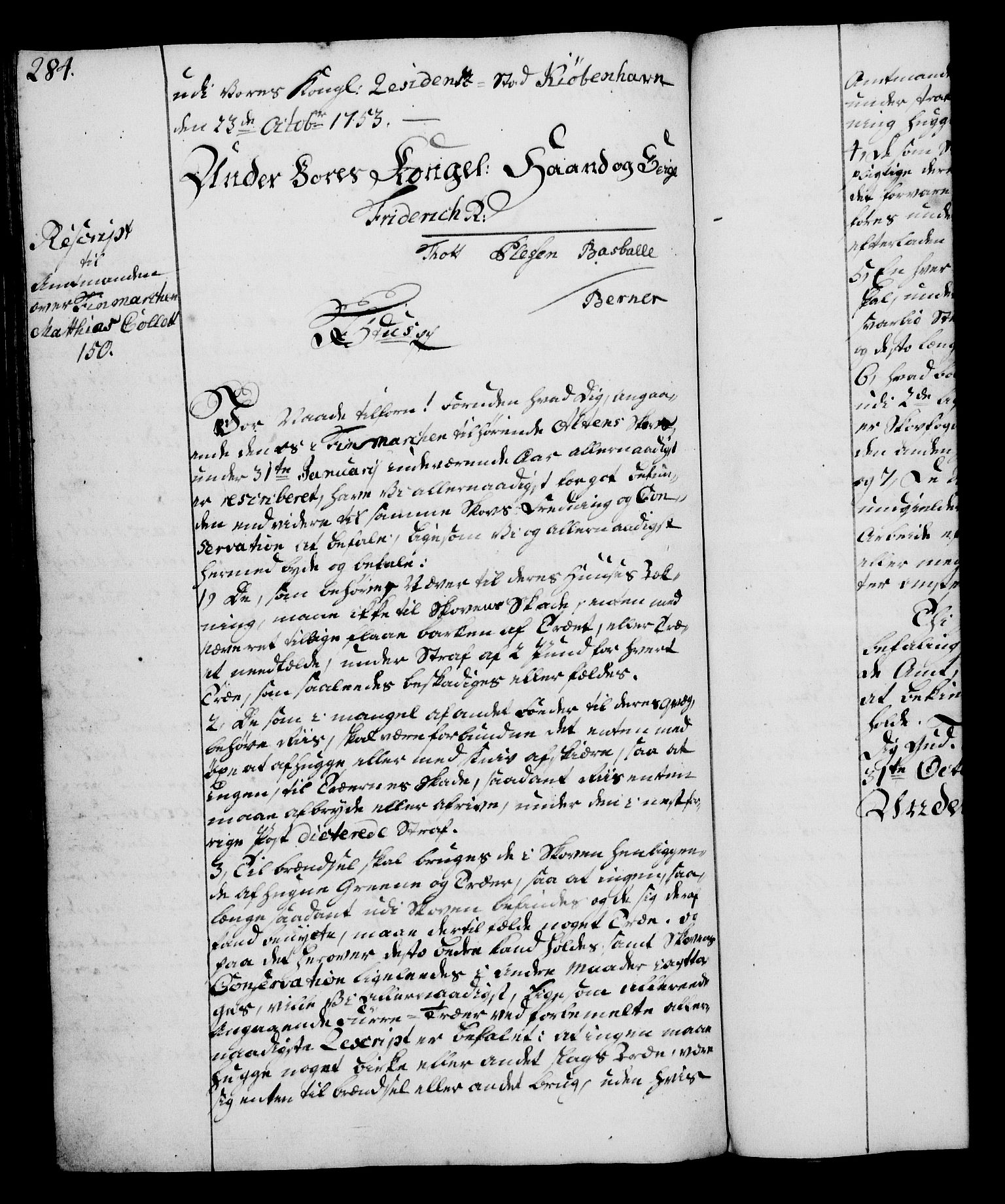 Rentekammeret, Kammerkanselliet, AV/RA-EA-3111/G/Gg/Gga/L0006: Norsk ekspedisjonsprotokoll med register (merket RK 53.6), 1749-1759, p. 284