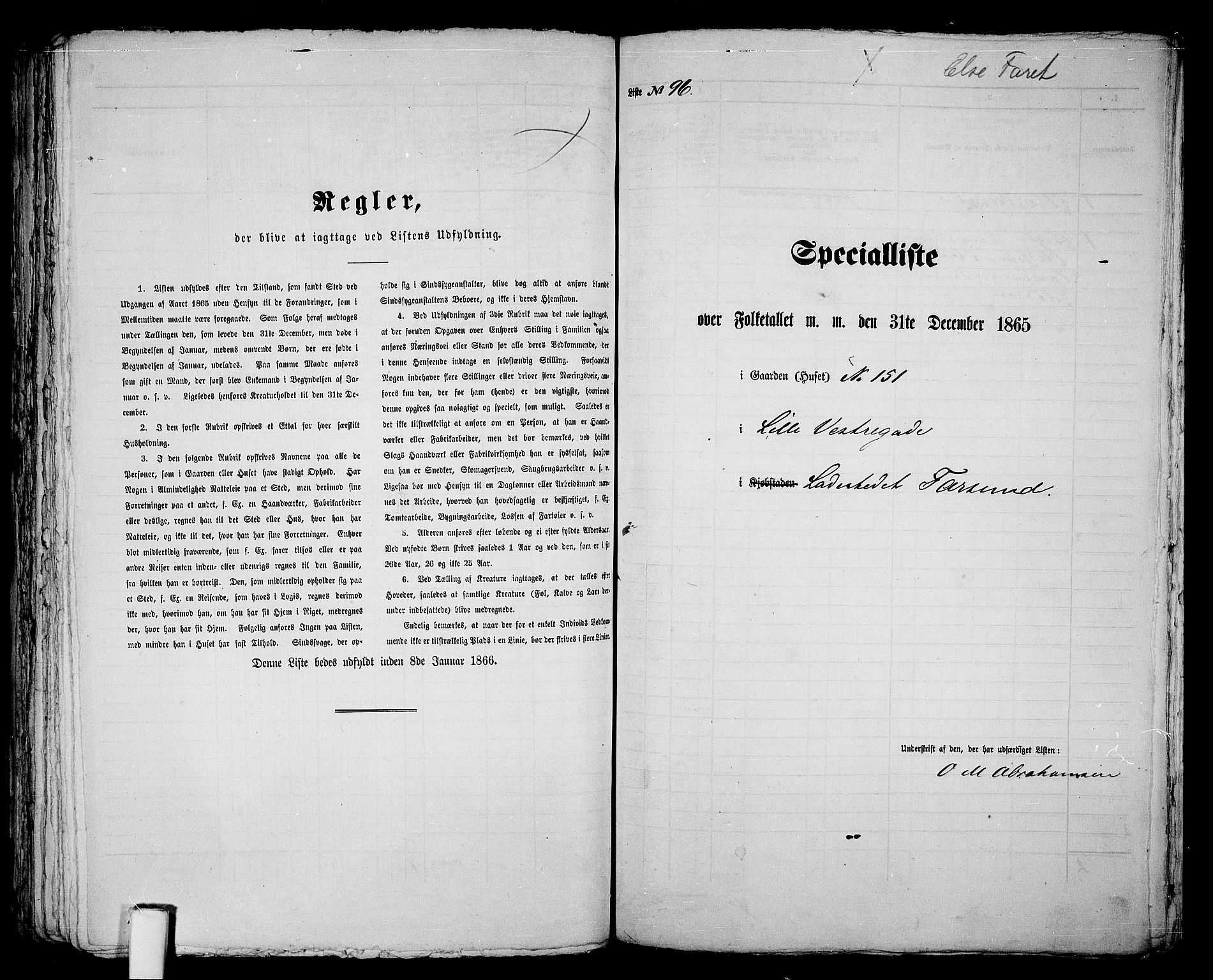 RA, 1865 census for Vanse/Farsund, 1865, p. 198