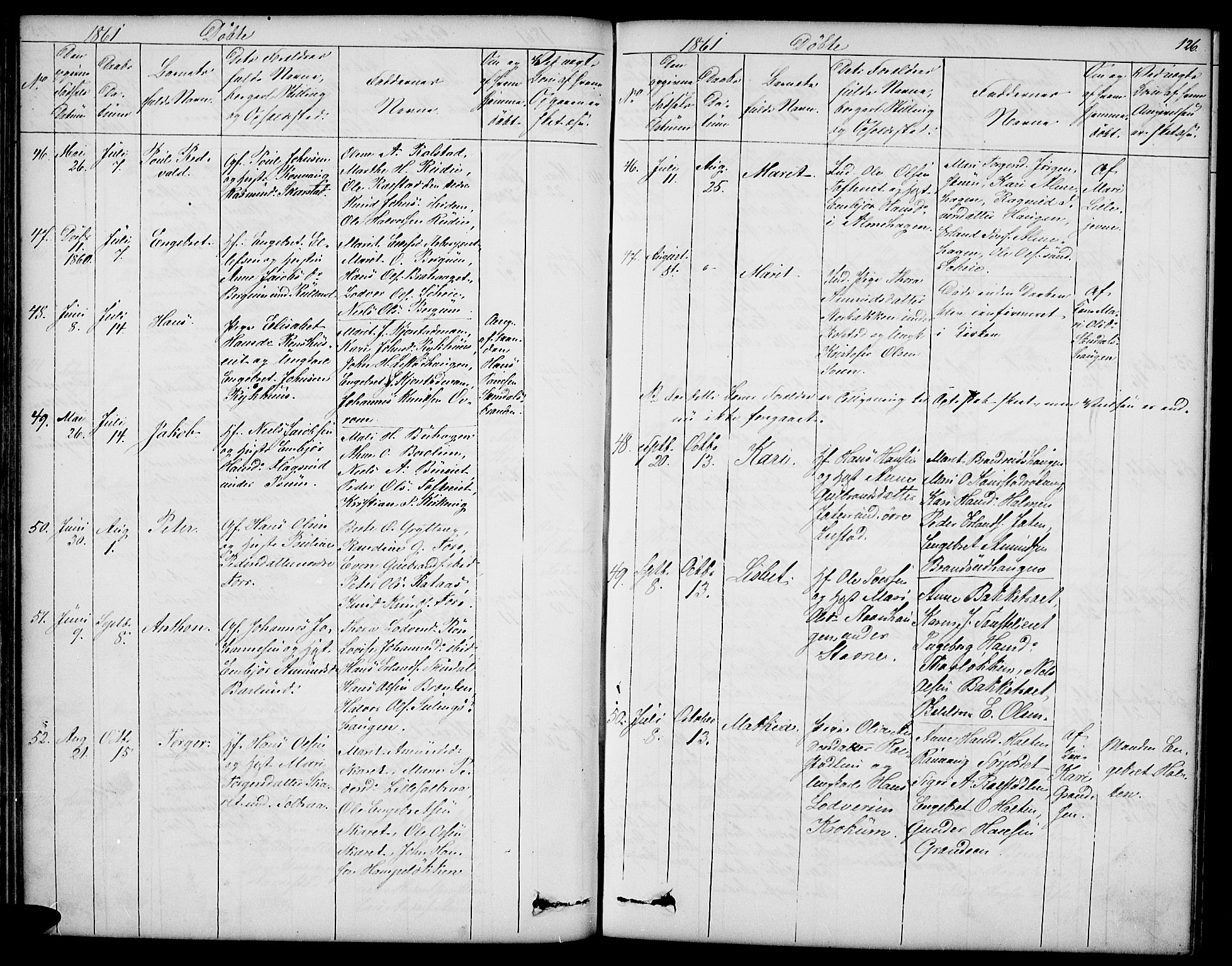 Sør-Fron prestekontor, SAH/PREST-010/H/Ha/Hab/L0001: Parish register (copy) no. 1, 1844-1863, p. 126