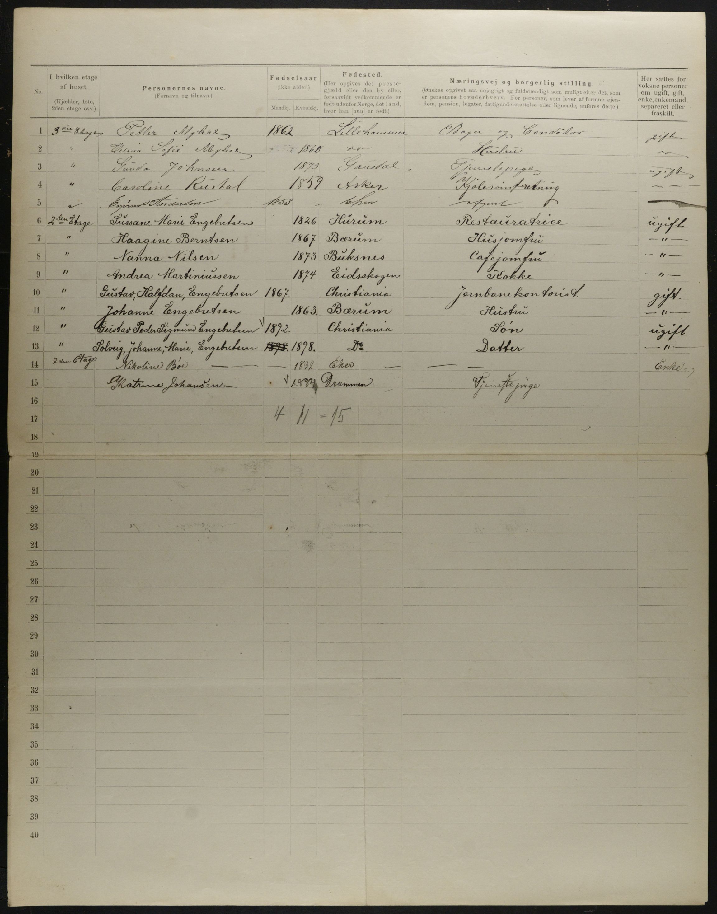 OBA, Municipal Census 1901 for Kristiania, 1901, p. 15994