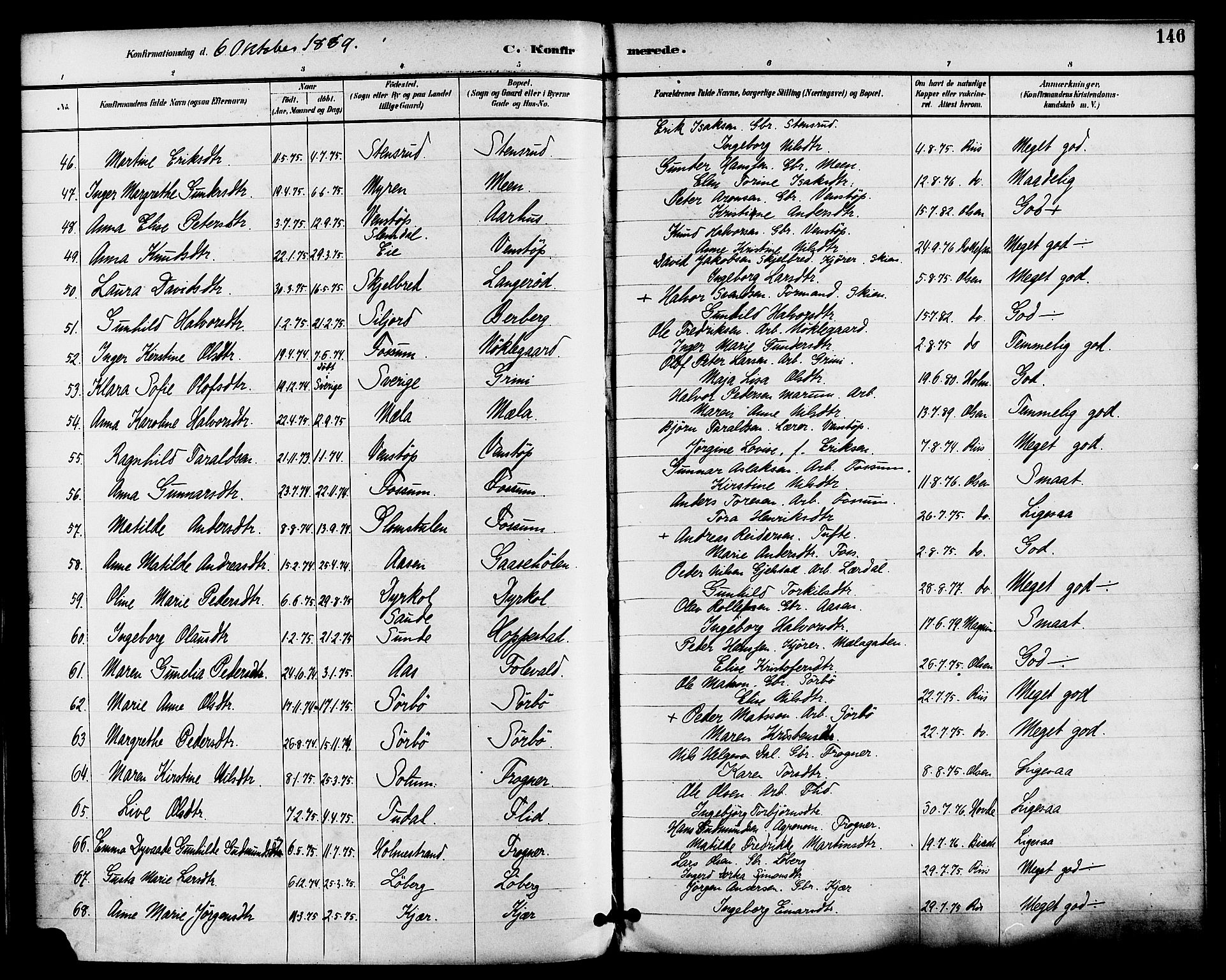 Gjerpen kirkebøker, SAKO/A-265/F/Fa/L0010: Parish register (official) no. I 10, 1886-1895, p. 146