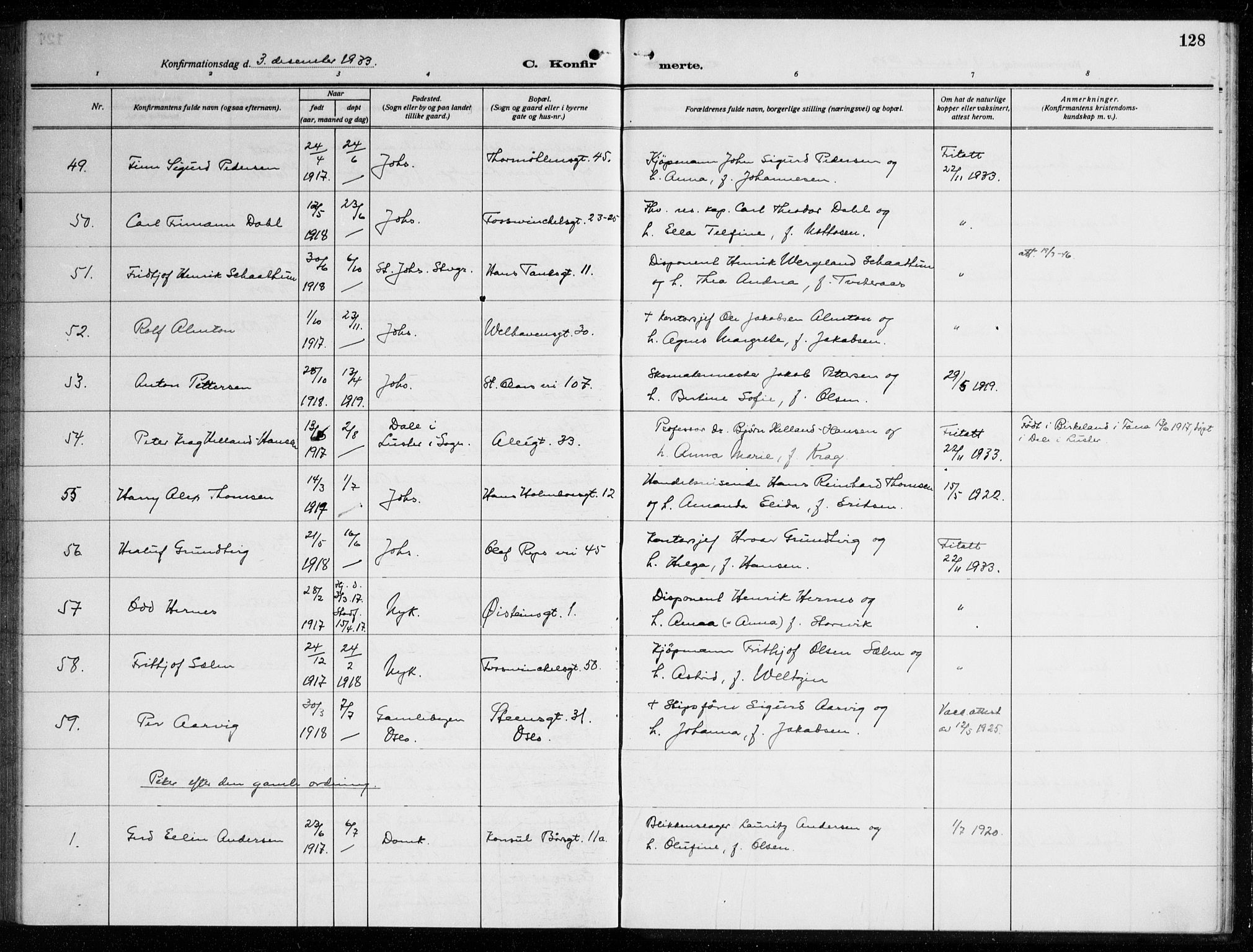 Johanneskirken sokneprestembete, AV/SAB-A-76001/H/Haa/L0010: Parish register (official) no. C 3, 1925-1935, p. 128