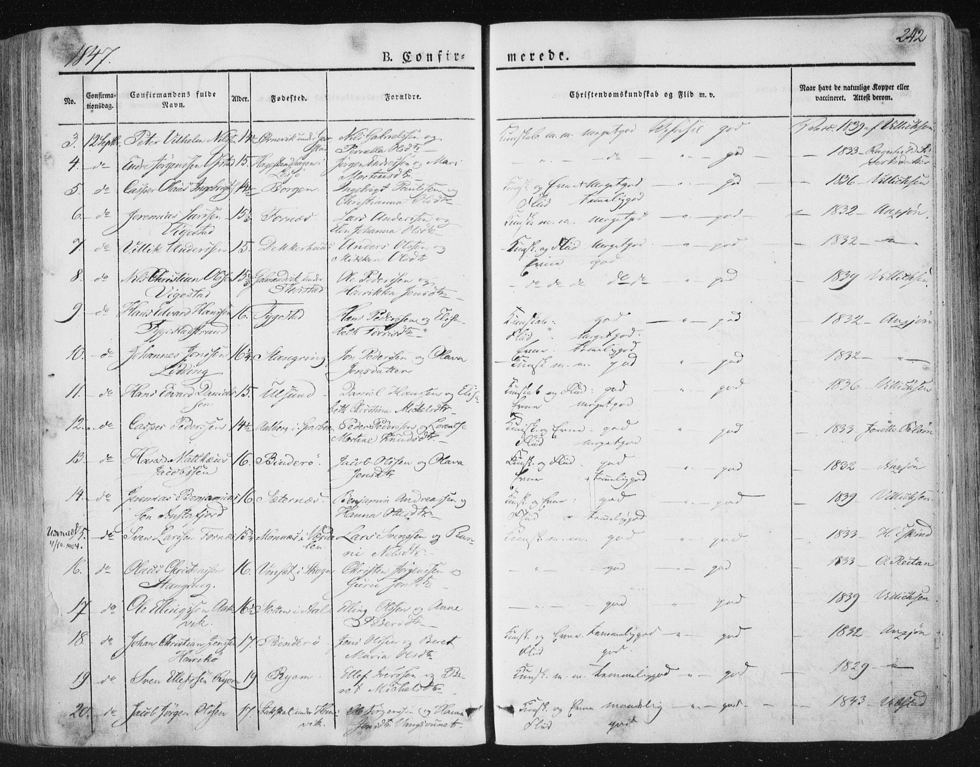 Ministerialprotokoller, klokkerbøker og fødselsregistre - Nord-Trøndelag, SAT/A-1458/784/L0669: Parish register (official) no. 784A04, 1829-1859, p. 242