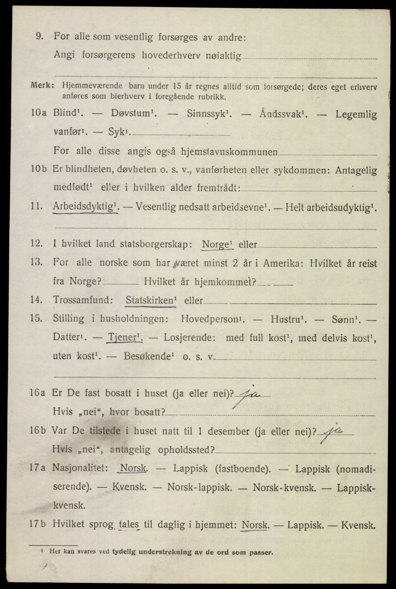 SAT, 1920 census for Evenes, 1920, p. 5855