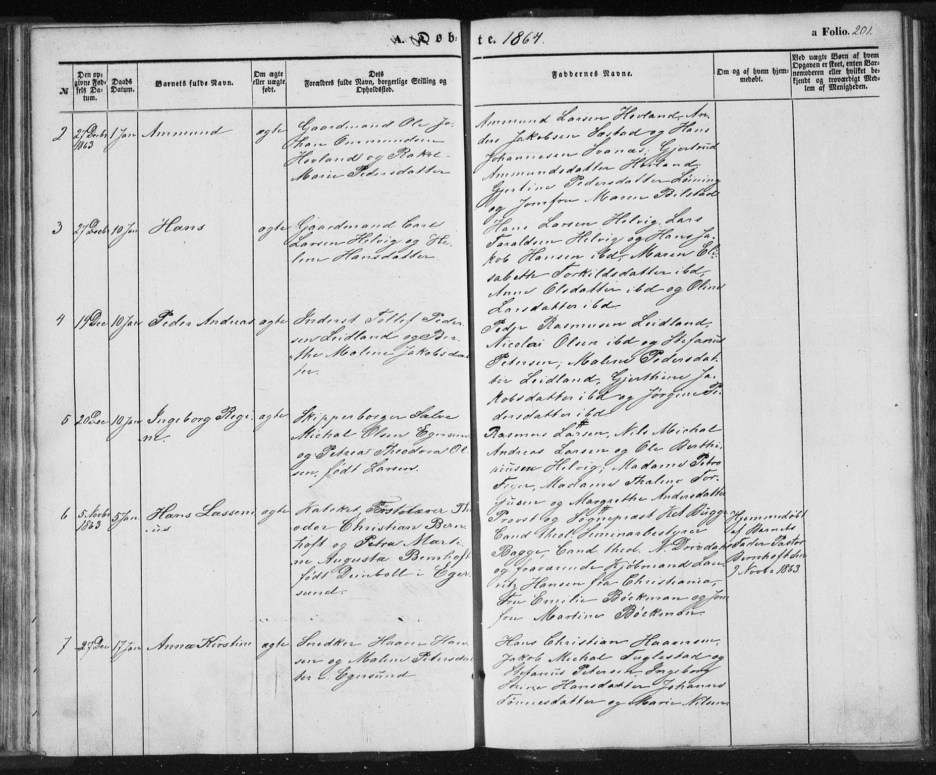 Eigersund sokneprestkontor, AV/SAST-A-101807/S08/L0012: Parish register (official) no. A 12.1, 1850-1865, p. 201