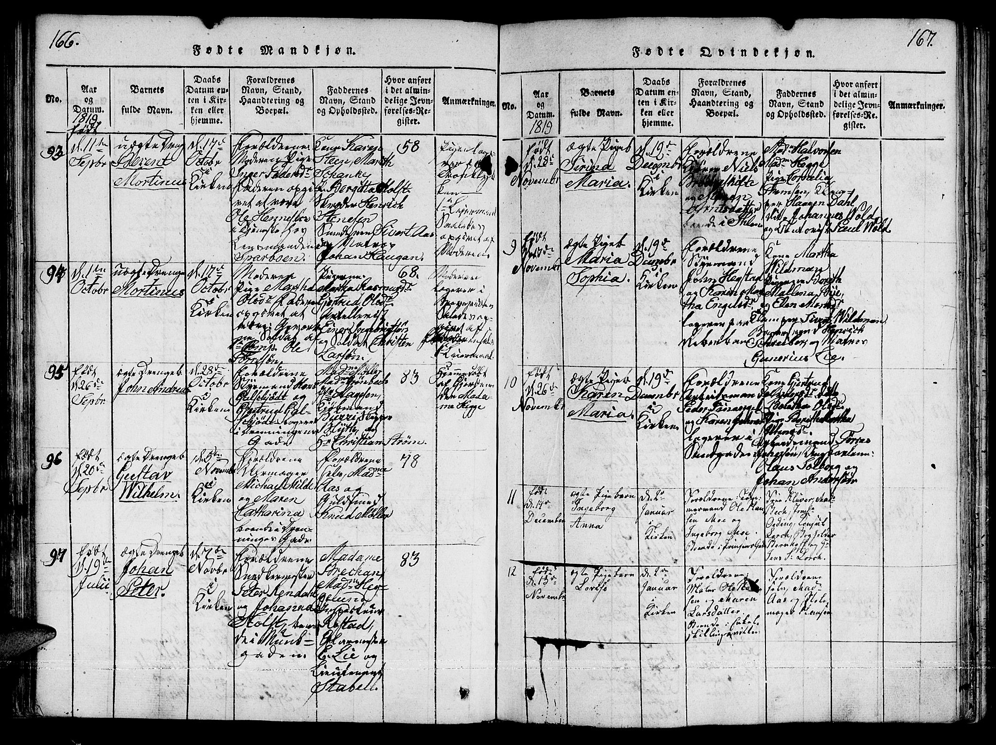 Ministerialprotokoller, klokkerbøker og fødselsregistre - Sør-Trøndelag, SAT/A-1456/601/L0043: Parish register (official) no. 601A11, 1815-1821, p. 166-167