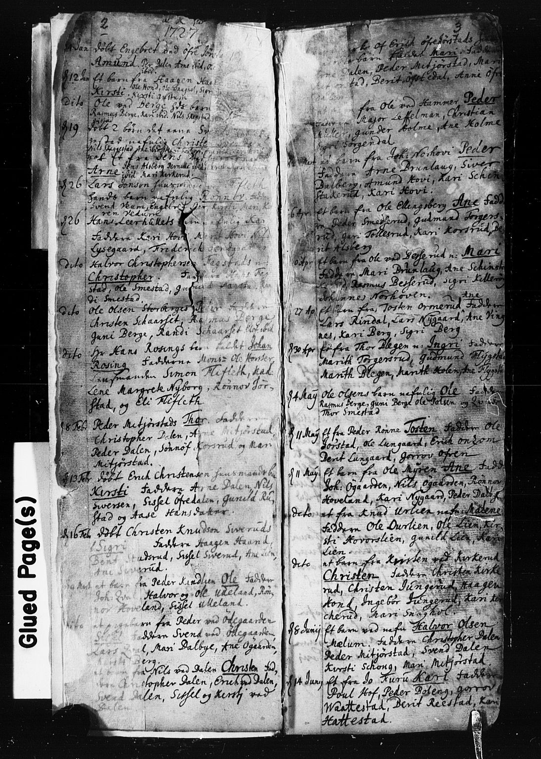 Fåberg prestekontor, SAH/PREST-086/H/Ha/Hab/L0001: Parish register (copy) no. 1, 1727-1767, p. 2-3