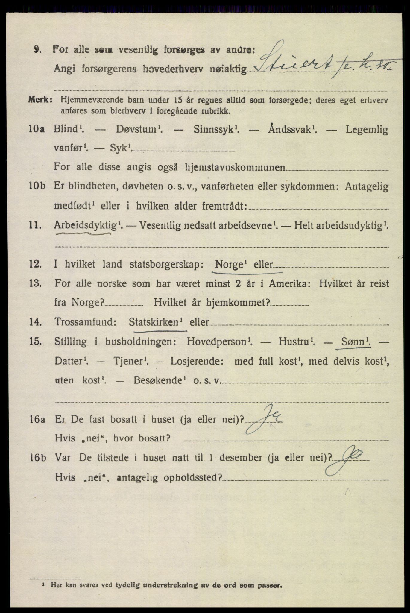 SAK, 1920 census for Dypvåg, 1920, p. 2310