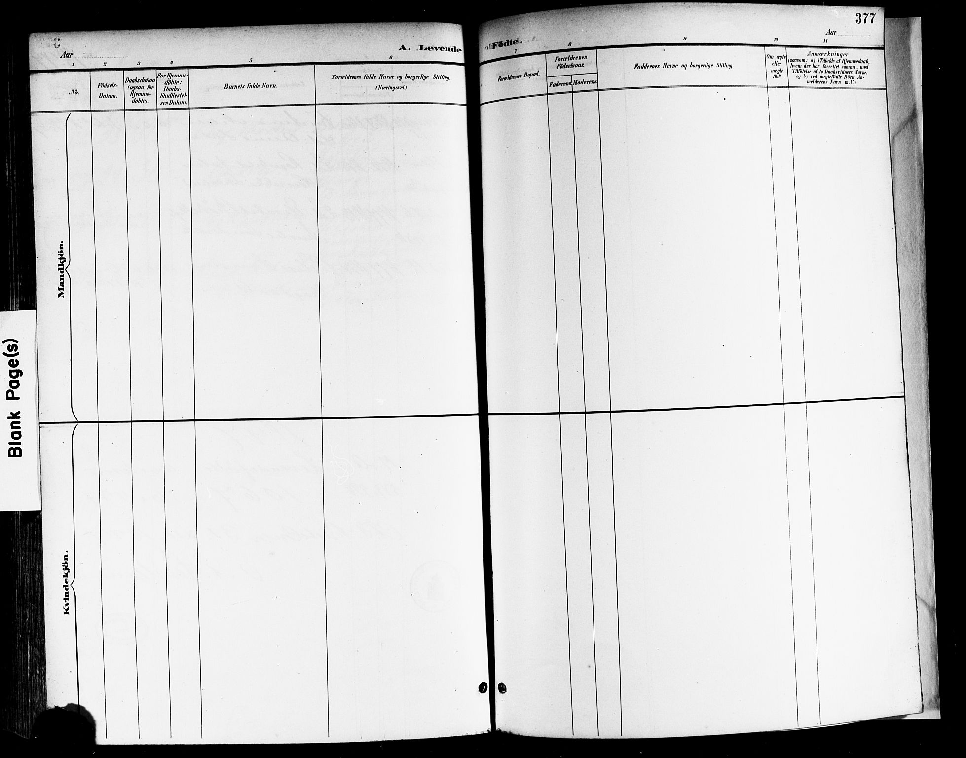 Rikshospitalet prestekontor Kirkebøker, AV/SAO-A-10309b/F/L0009: Parish register (official) no. 9, 1894-1897, p. 377