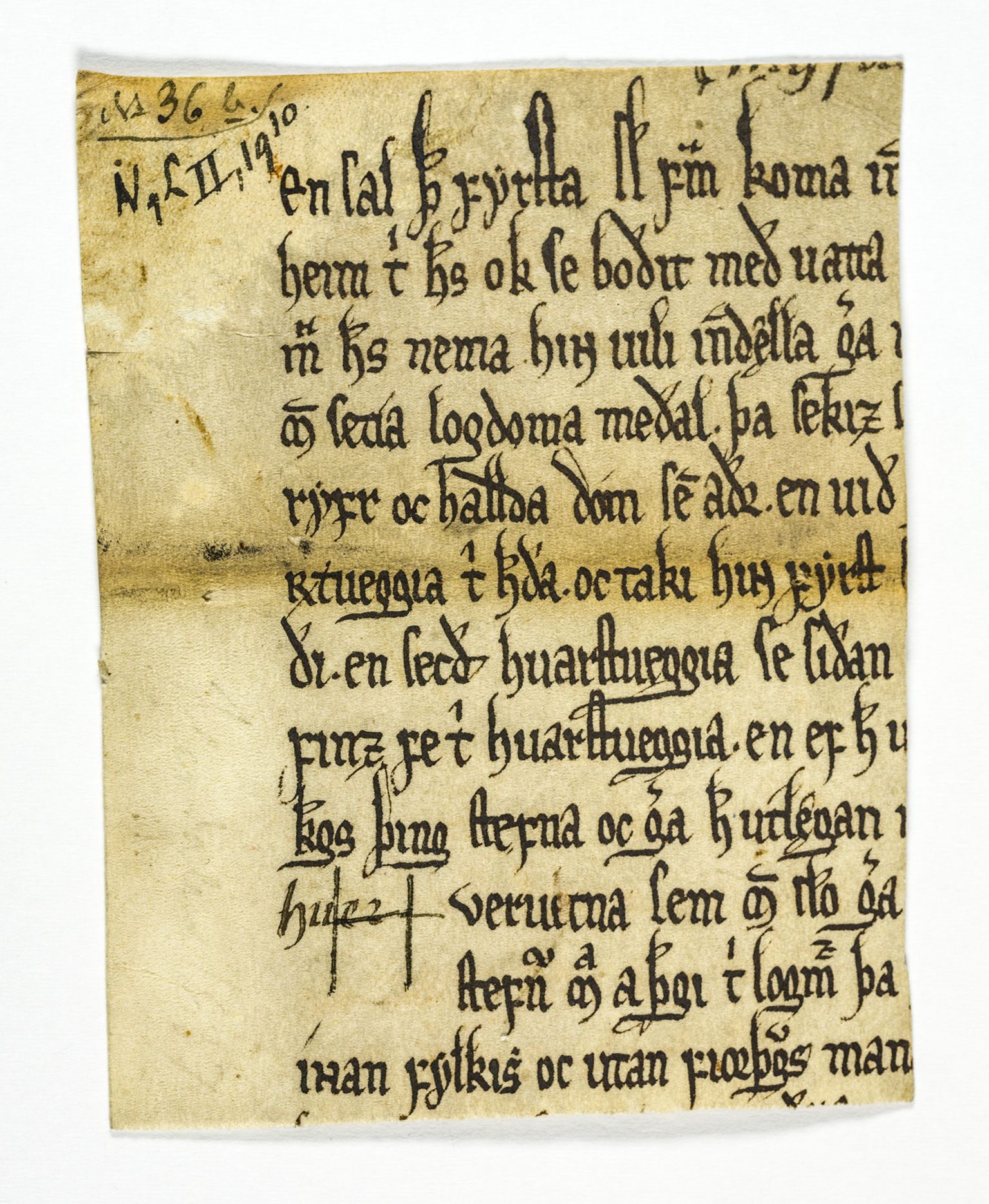 Riksarkivets diplomsamling, AV/RA-EA-5965/F26/L0004: Norrøne membranfragmenter bestand 31-50, 1100-1536, p. 91