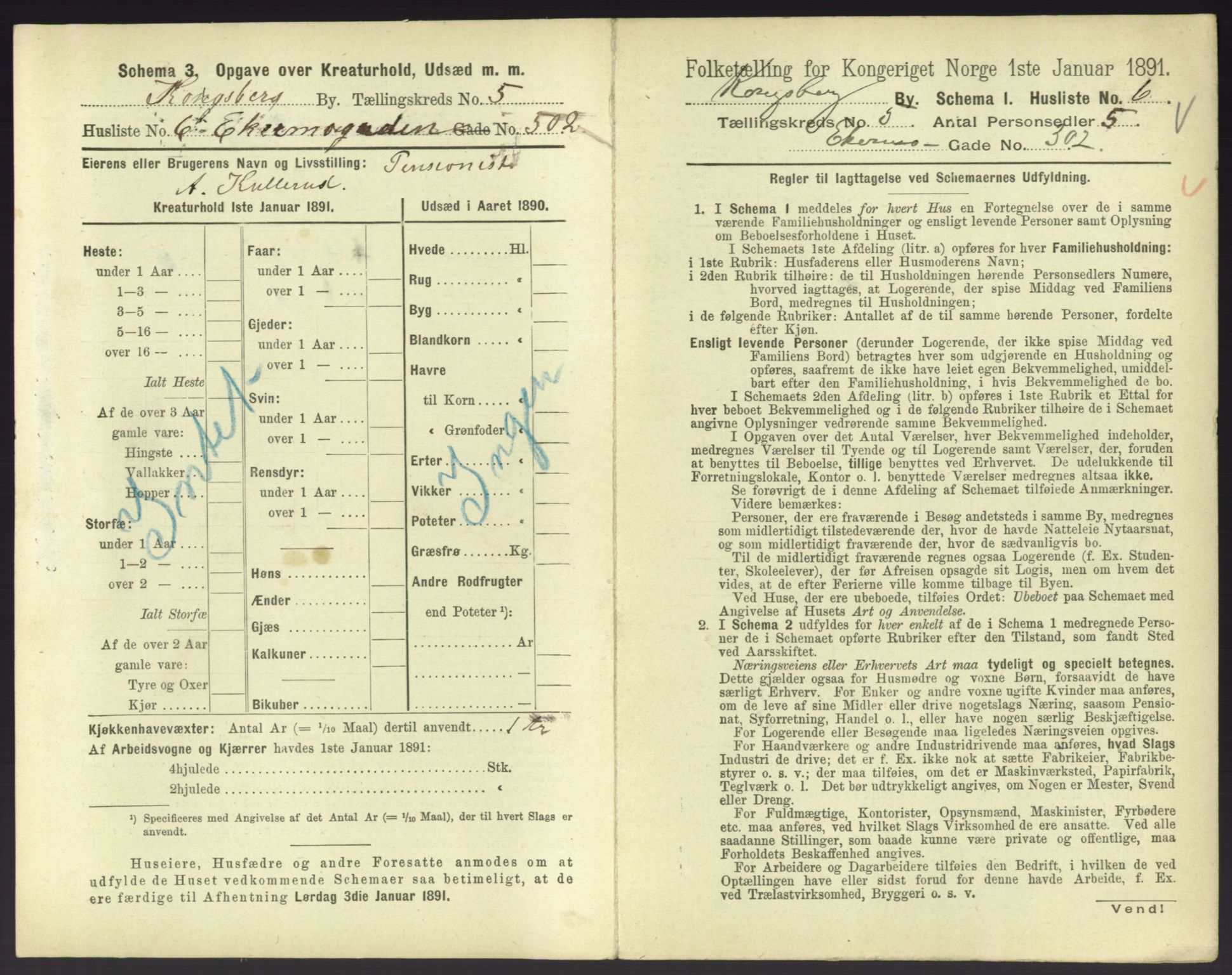 RA, 1891 census for 0604 Kongsberg, 1891, p. 759