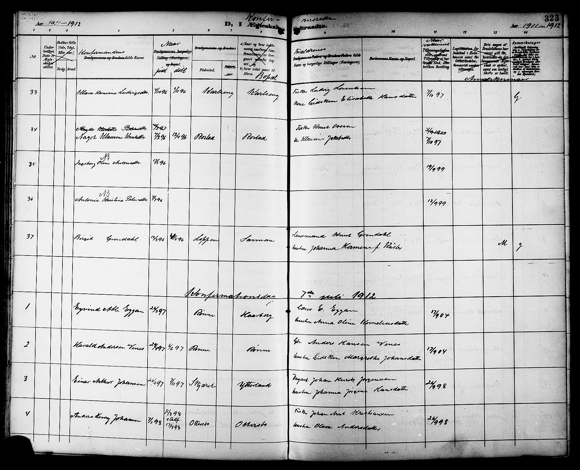 Ministerialprotokoller, klokkerbøker og fødselsregistre - Sør-Trøndelag, SAT/A-1456/659/L0746: Parish register (copy) no. 659C03, 1893-1912, p. 323