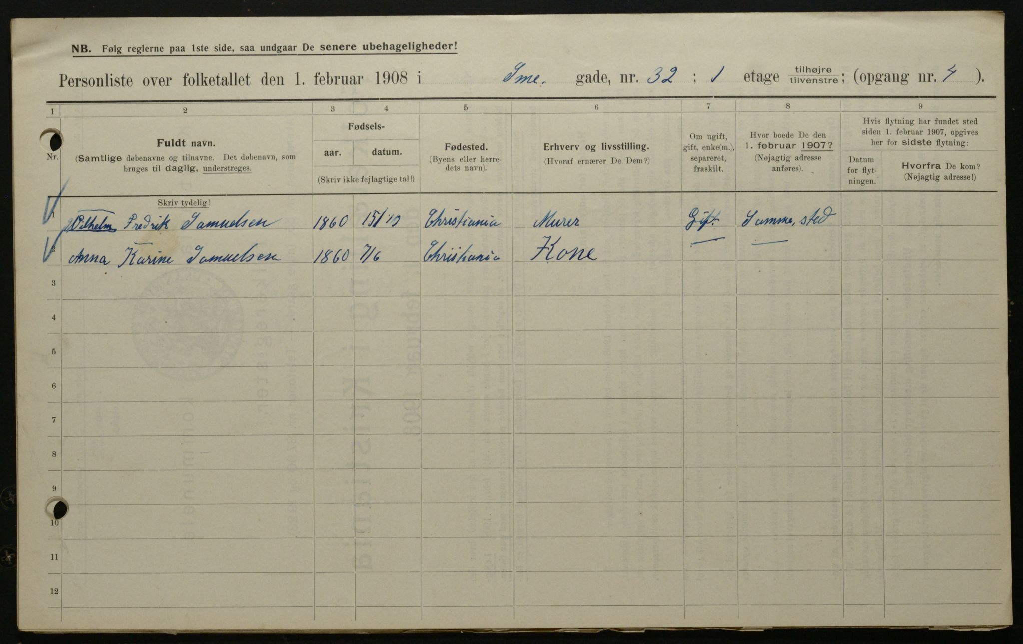 OBA, Municipal Census 1908 for Kristiania, 1908, p. 87649