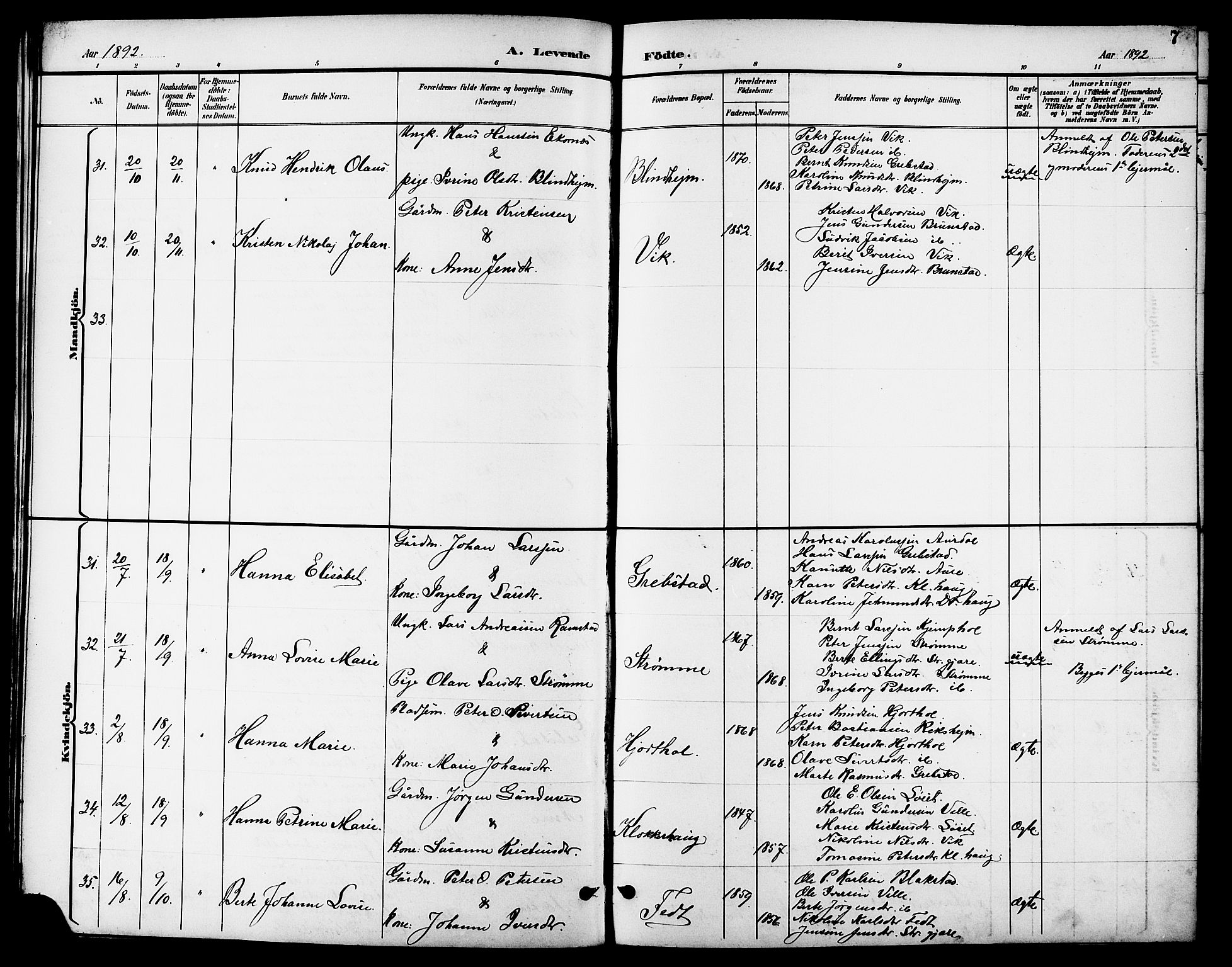 Ministerialprotokoller, klokkerbøker og fødselsregistre - Møre og Romsdal, AV/SAT-A-1454/523/L0340: Parish register (copy) no. 523C03, 1892-1902, p. 7