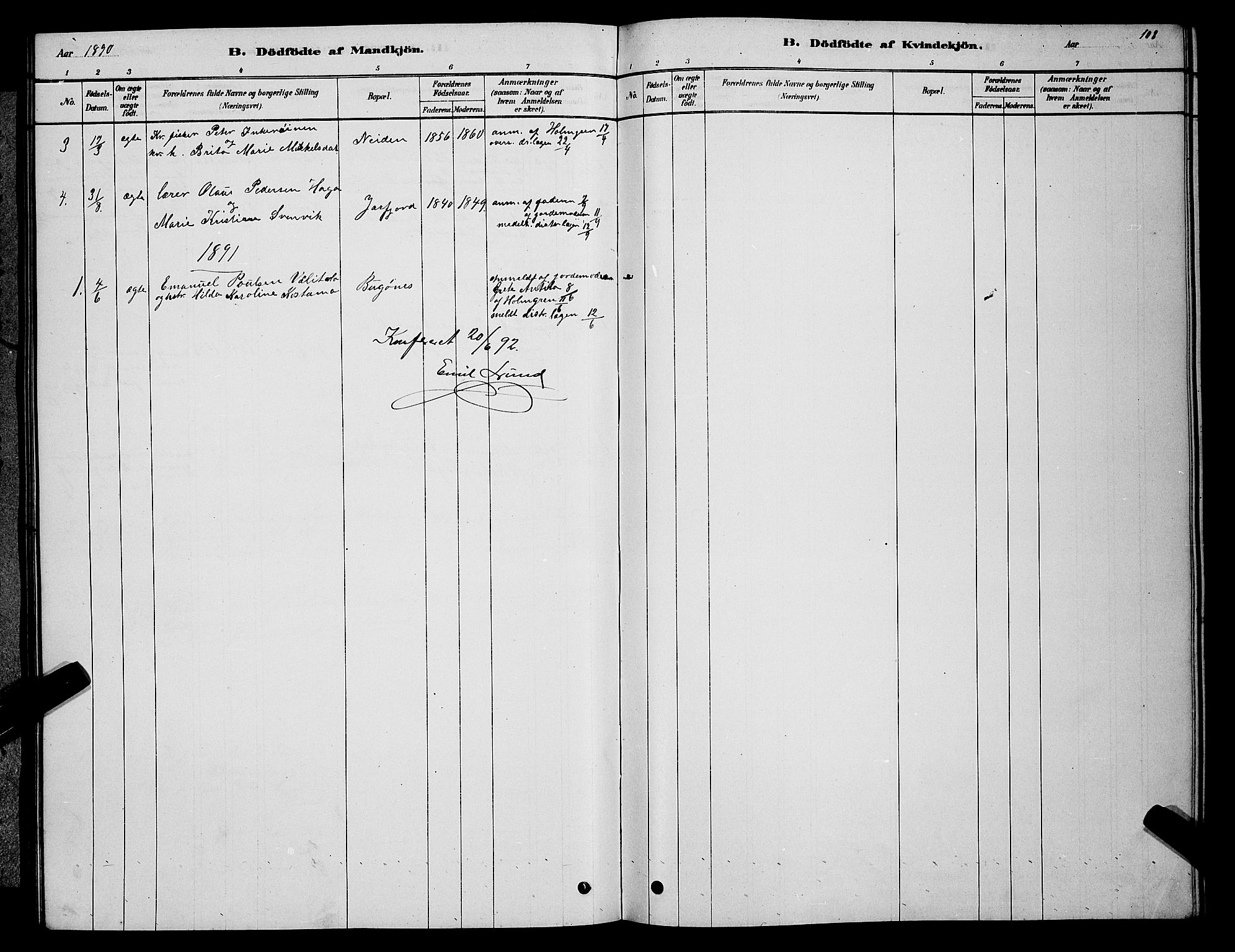 Sør-Varanger sokneprestkontor, SATØ/S-1331/H/Hb/L0003klokker: Parish register (copy) no. 3, 1878-1891, p. 108