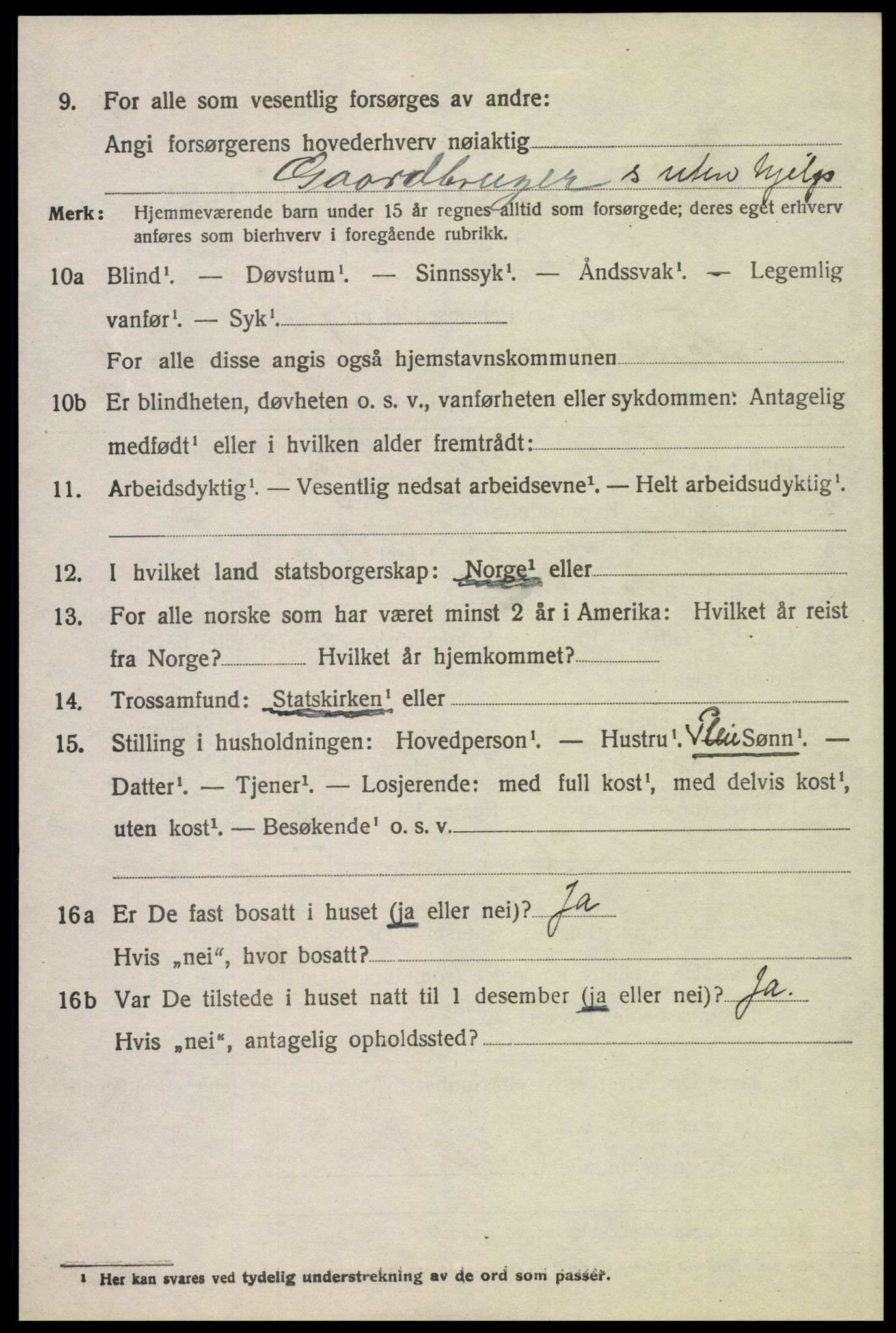 SAH, 1920 census for Tynset, 1920, p. 8301