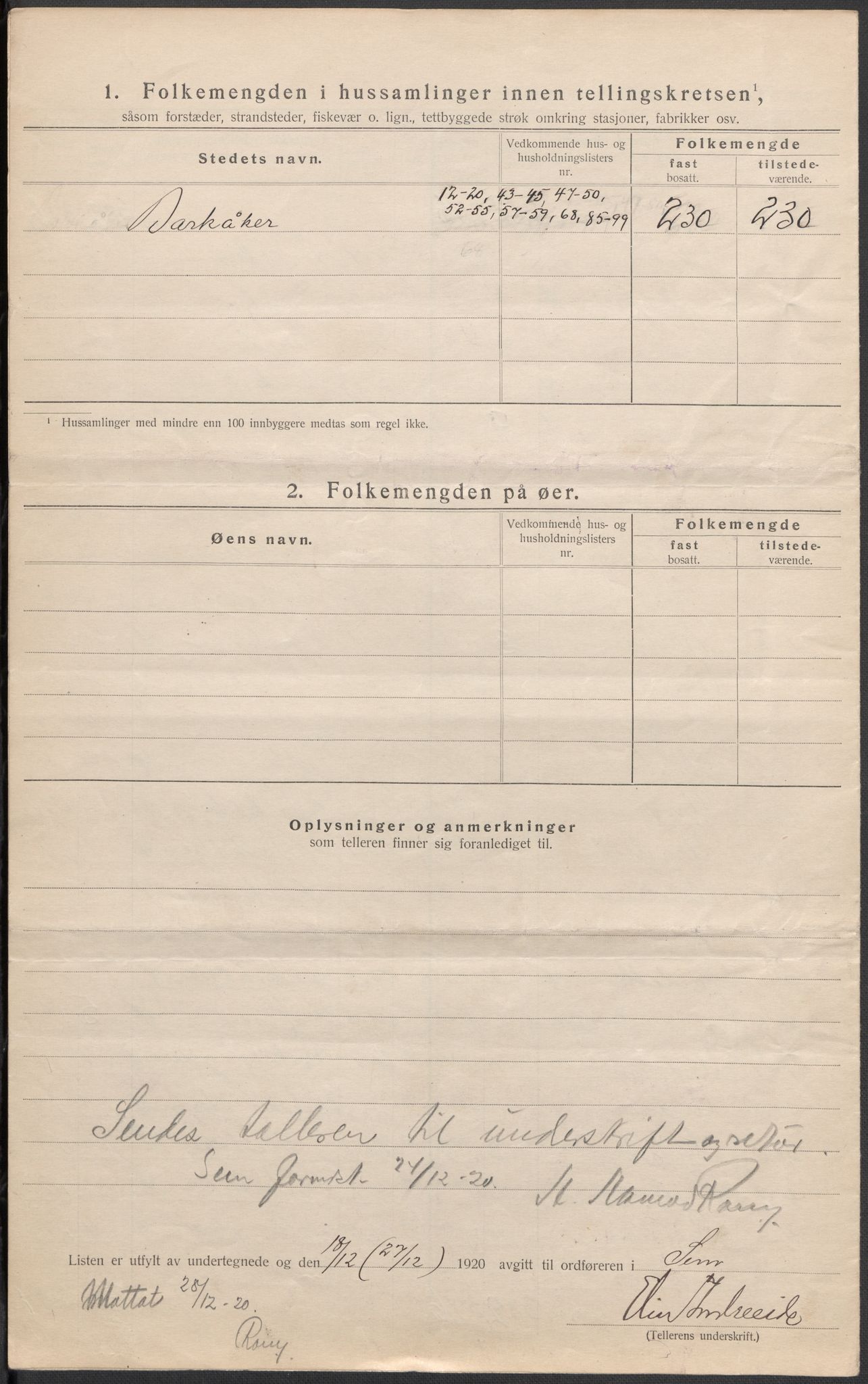 SAKO, 1920 census for Sem, 1920, p. 24