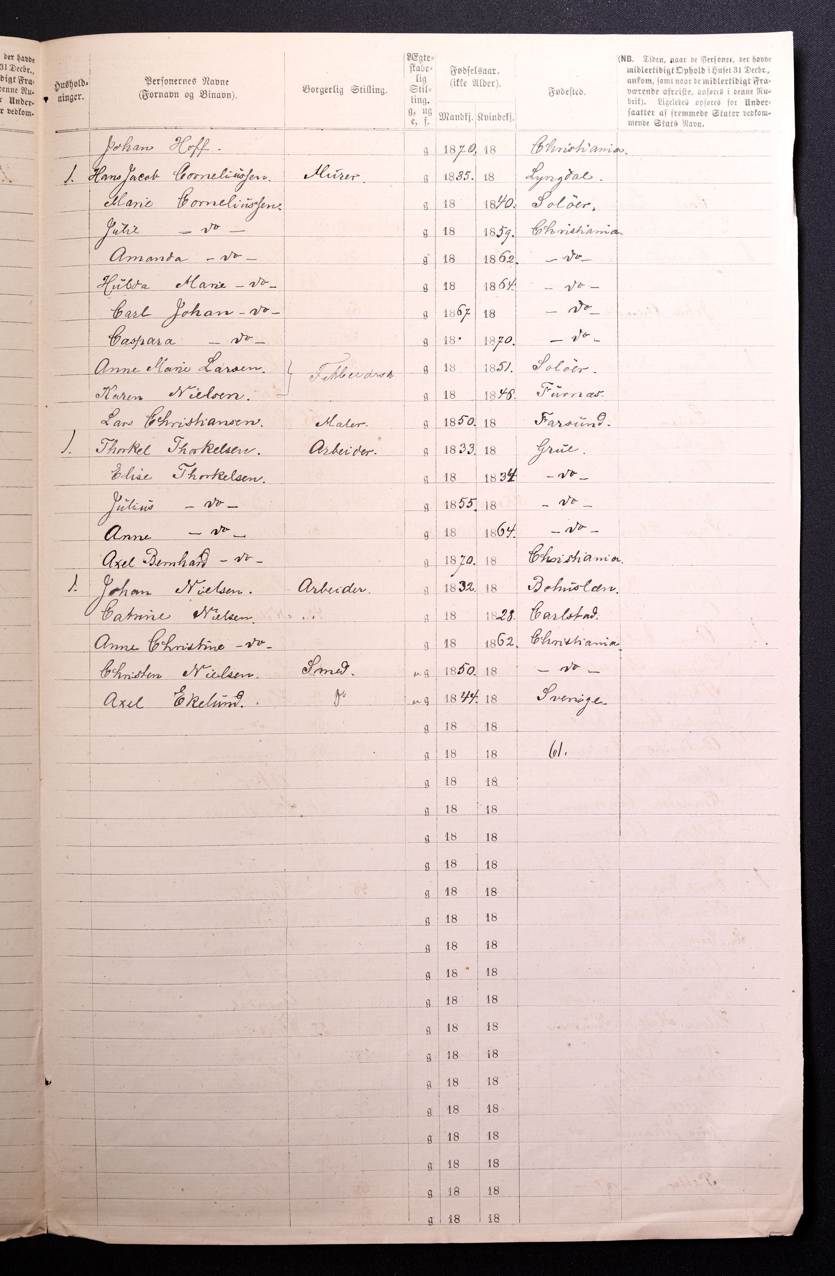 RA, 1870 census for 0301 Kristiania, 1870, p. 1696