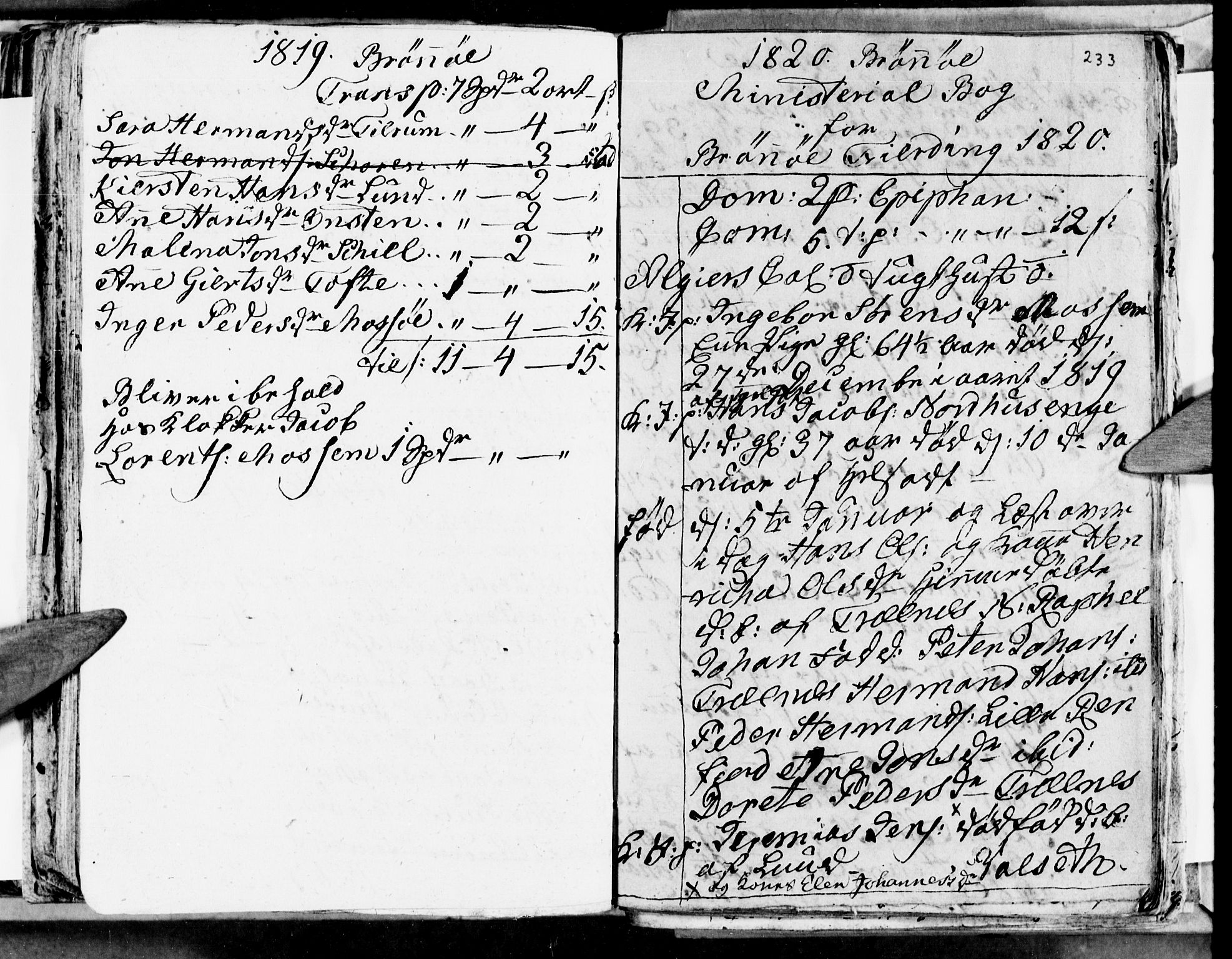 Ministerialprotokoller, klokkerbøker og fødselsregistre - Nordland, SAT/A-1459/813/L0209: Parish register (copy) no. 813C01, 1803-1821, p. 233