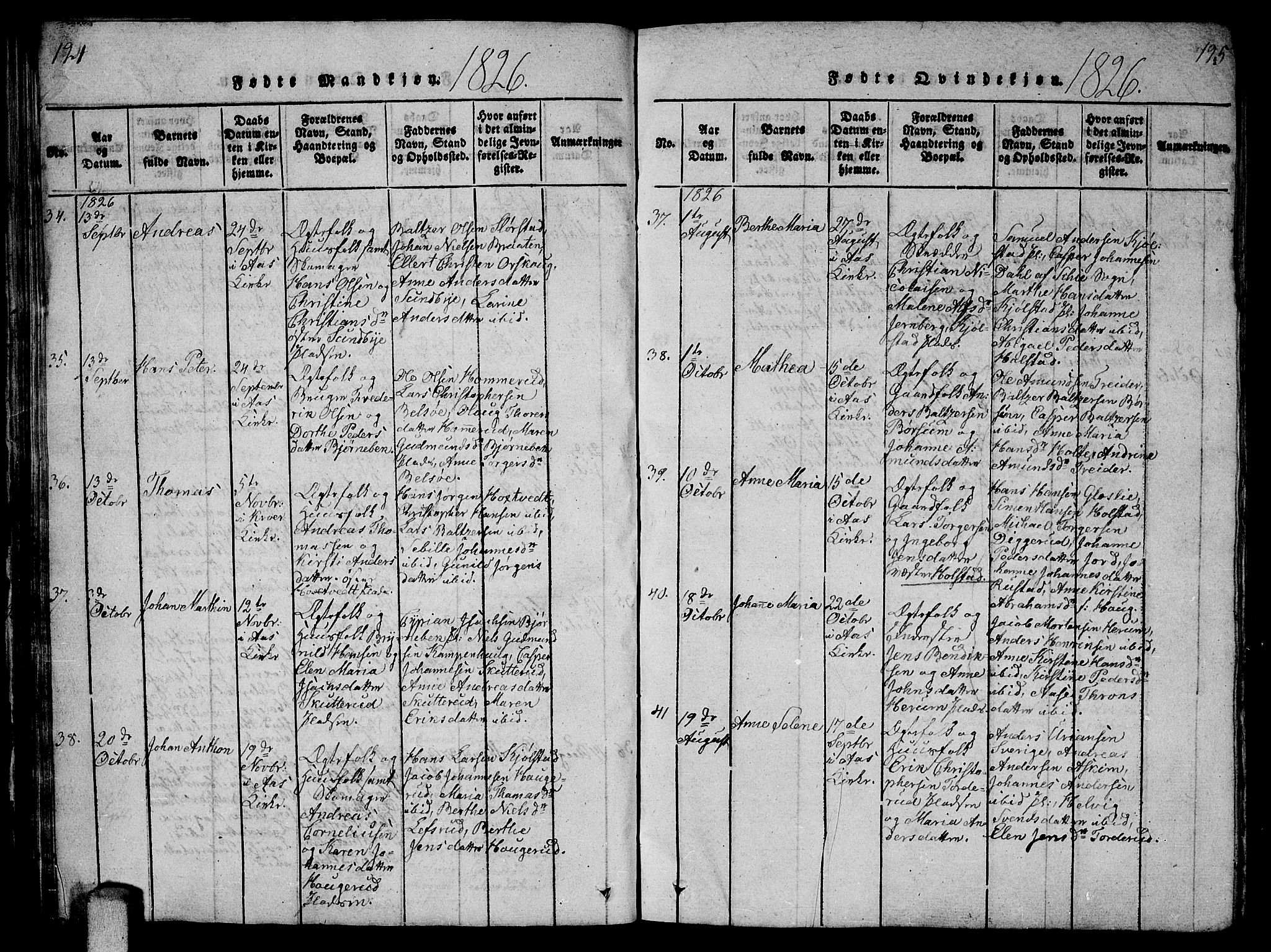 Ås prestekontor Kirkebøker, AV/SAO-A-10894/G/Ga/L0002: Parish register (copy) no. I 2, 1820-1836, p. 124-125