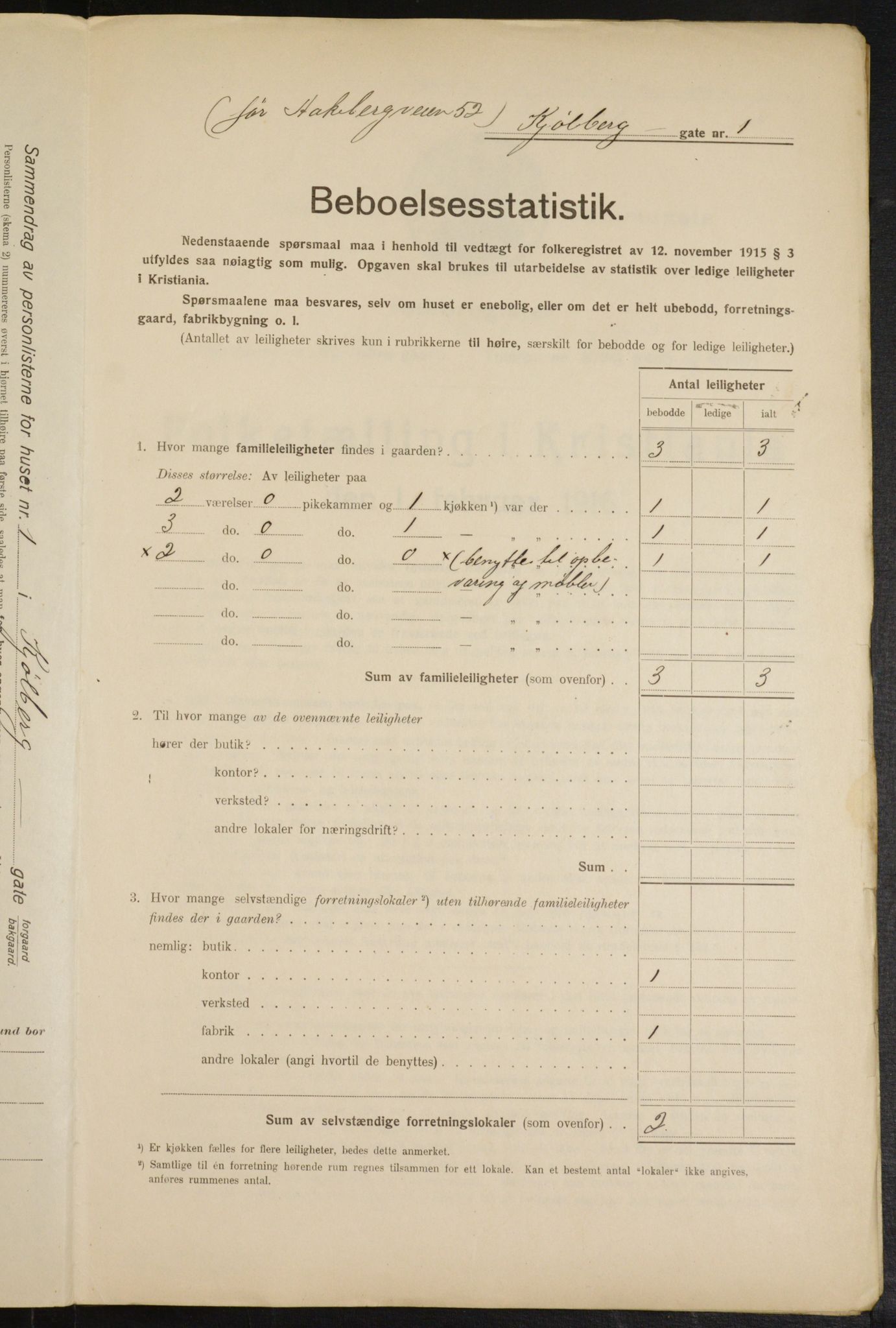 OBA, Municipal Census 1916 for Kristiania, 1916, p. 52615