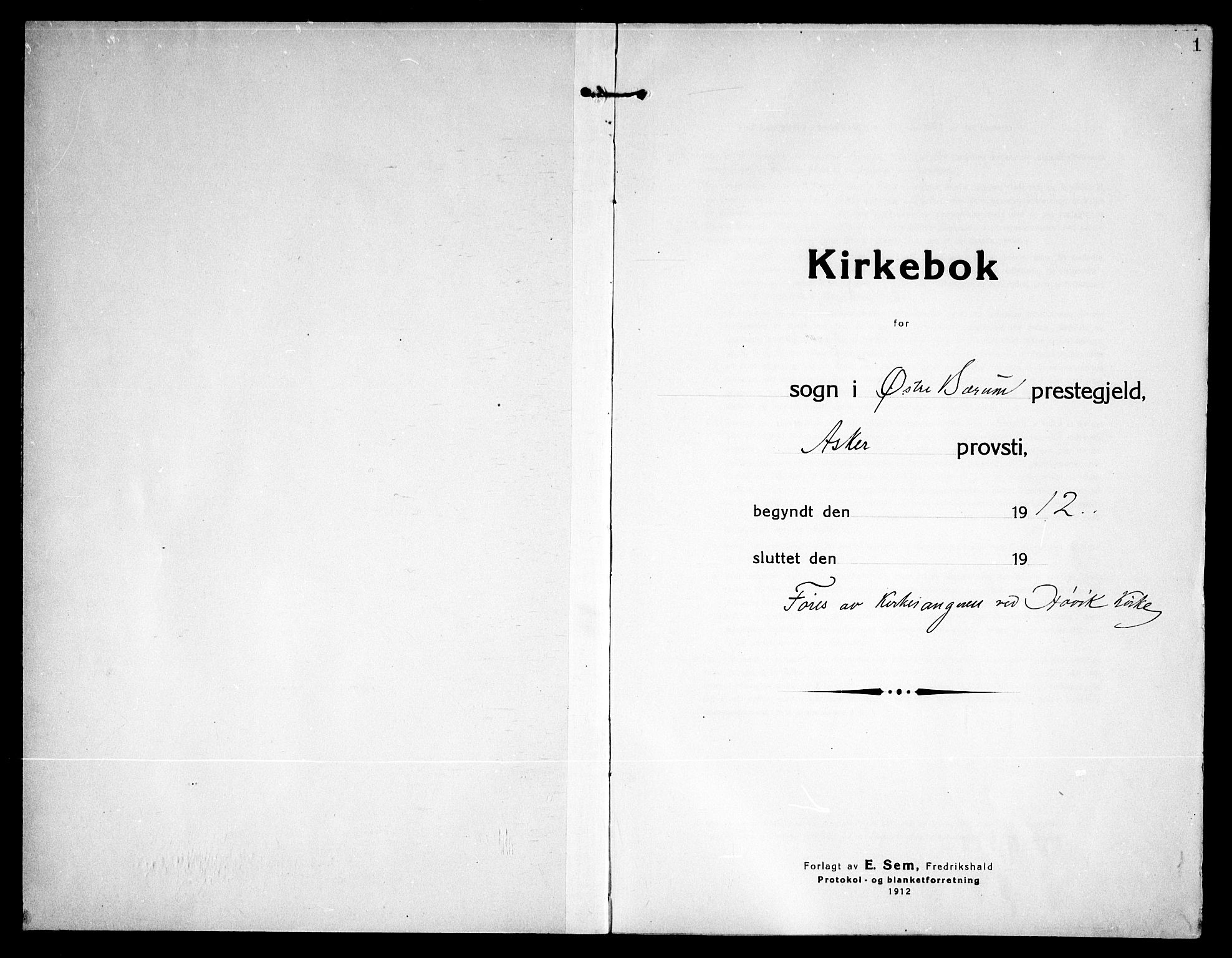 Østre Bærum prestekontor Kirkebøker, SAO/A-10887/G/Ga/L0002: Parish register (copy) no. 2, 1912-1929, p. 1