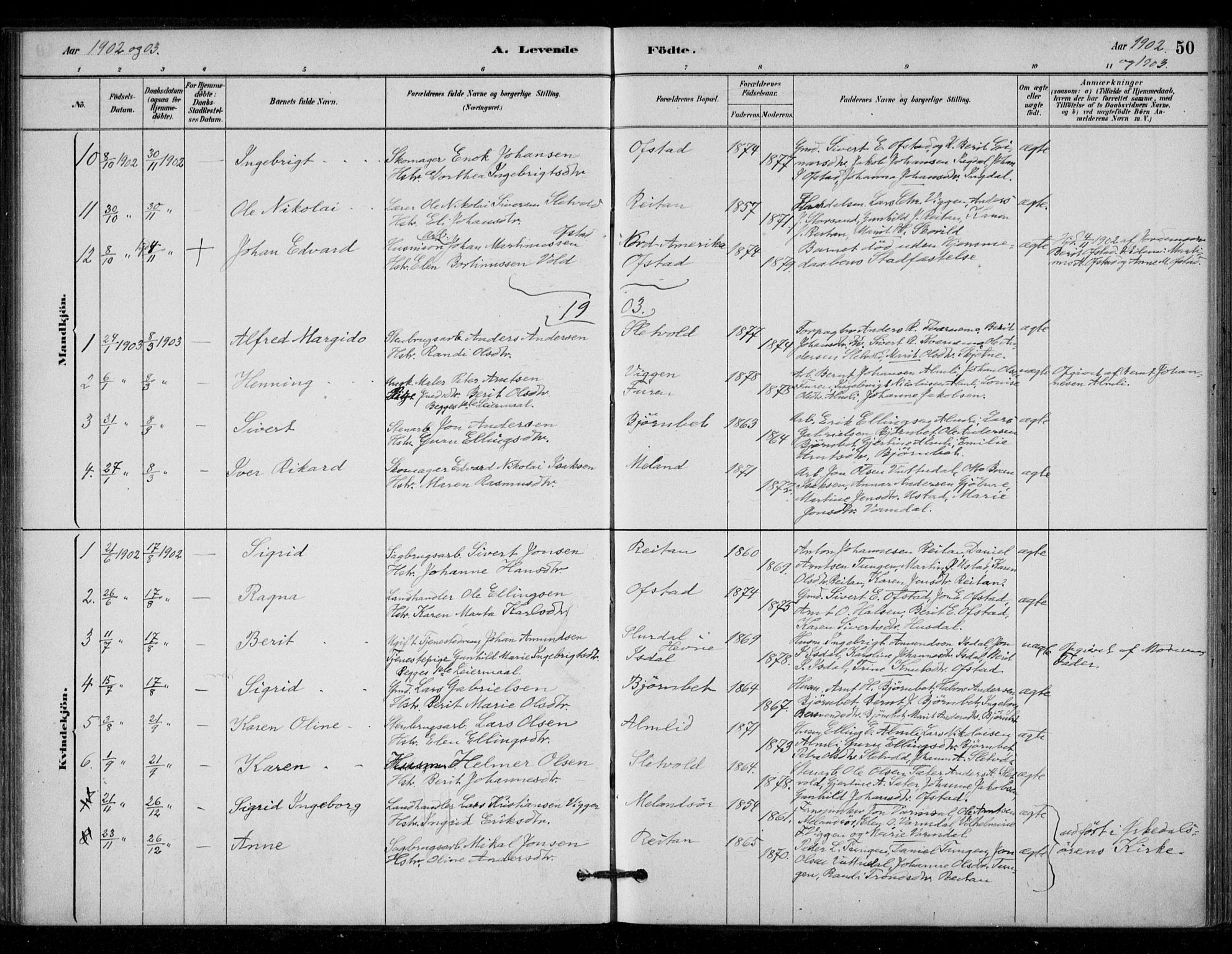 Ministerialprotokoller, klokkerbøker og fødselsregistre - Sør-Trøndelag, SAT/A-1456/670/L0836: Parish register (official) no. 670A01, 1879-1904, p. 50