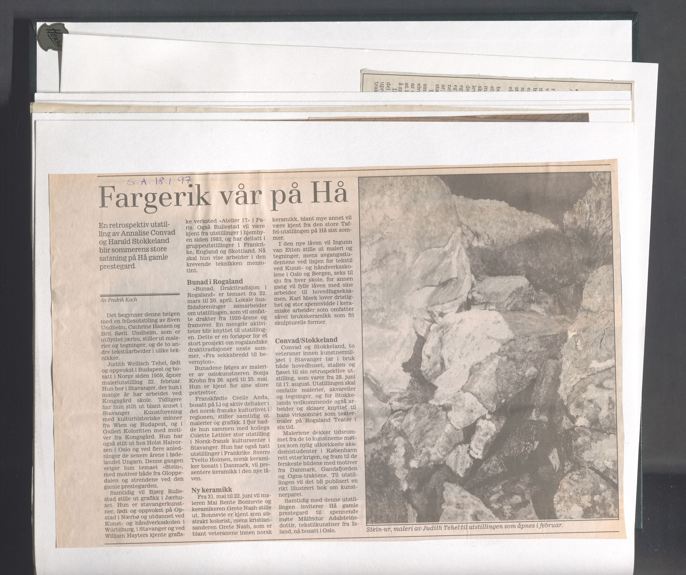 Hå kommune - Kulturetaten, IKAR/A-304/Ub/Ubb/L0011: Avisutklipp - Hå gamle prestegård, 1996-1997