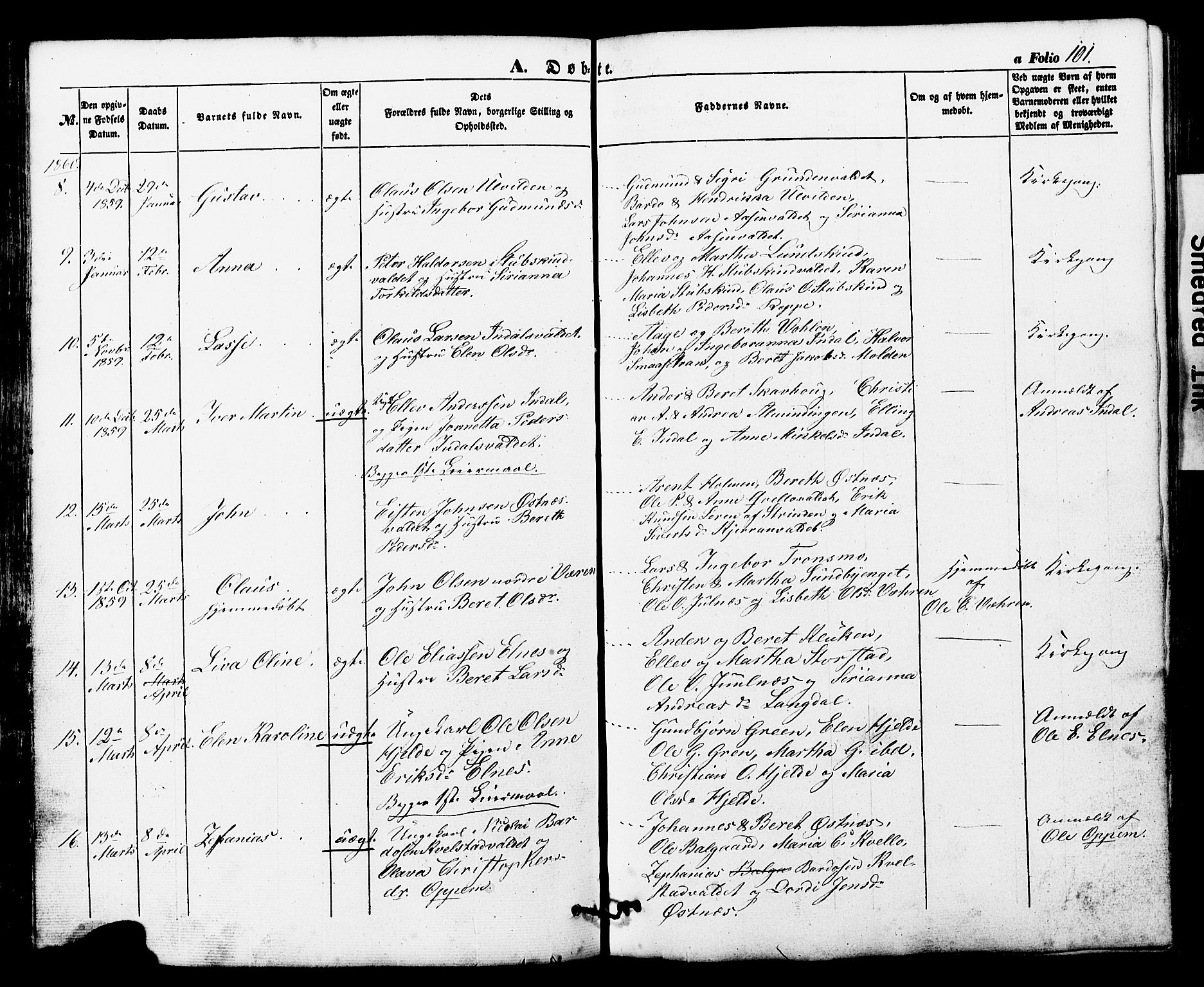 Ministerialprotokoller, klokkerbøker og fødselsregistre - Nord-Trøndelag, SAT/A-1458/724/L0268: Parish register (copy) no. 724C04, 1846-1878, p. 101