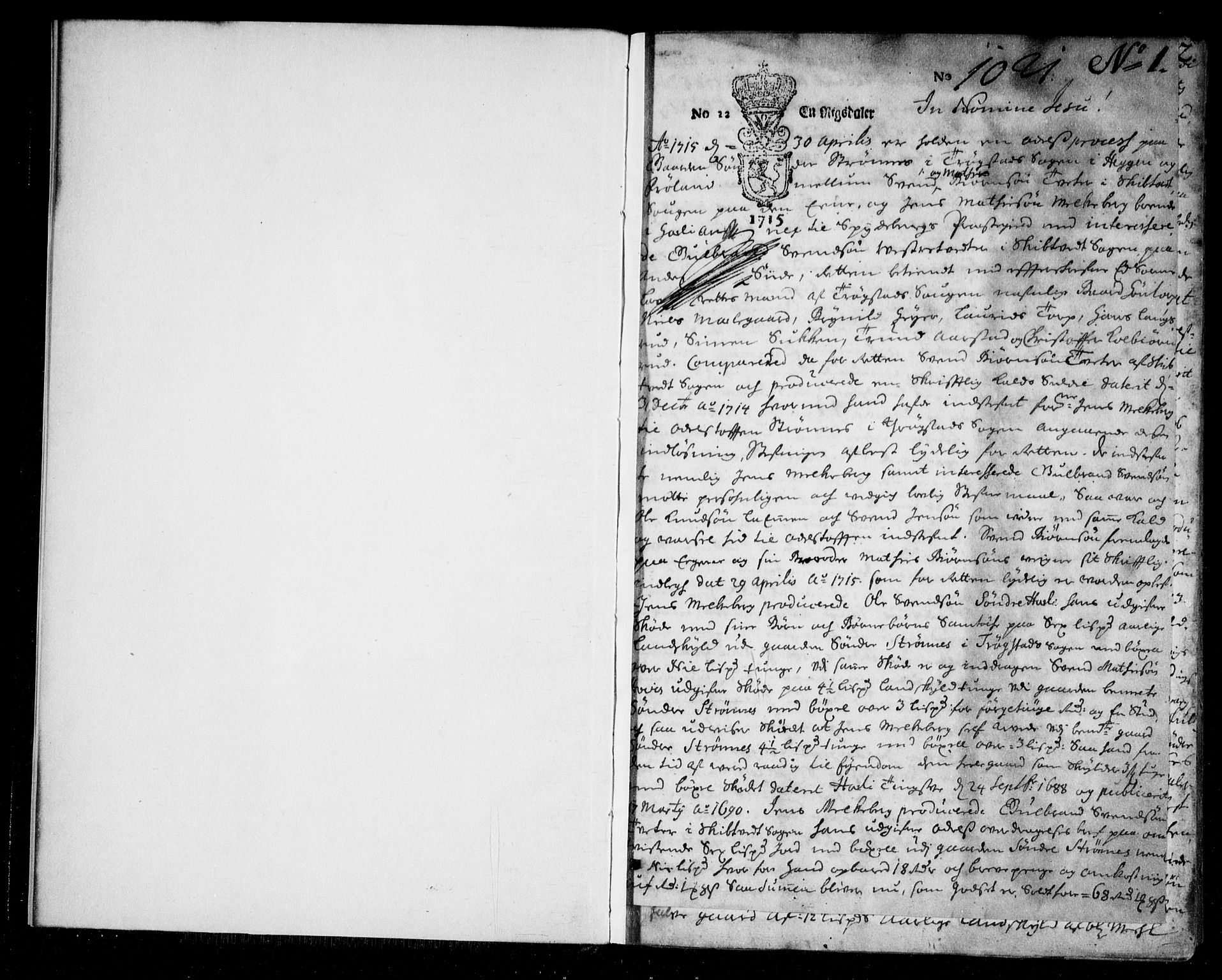 Heggen og Frøland sorenskriveri I, SAO/A-11556/F/Fb/L0037: Tingbok, 1715, p. 0b-1a