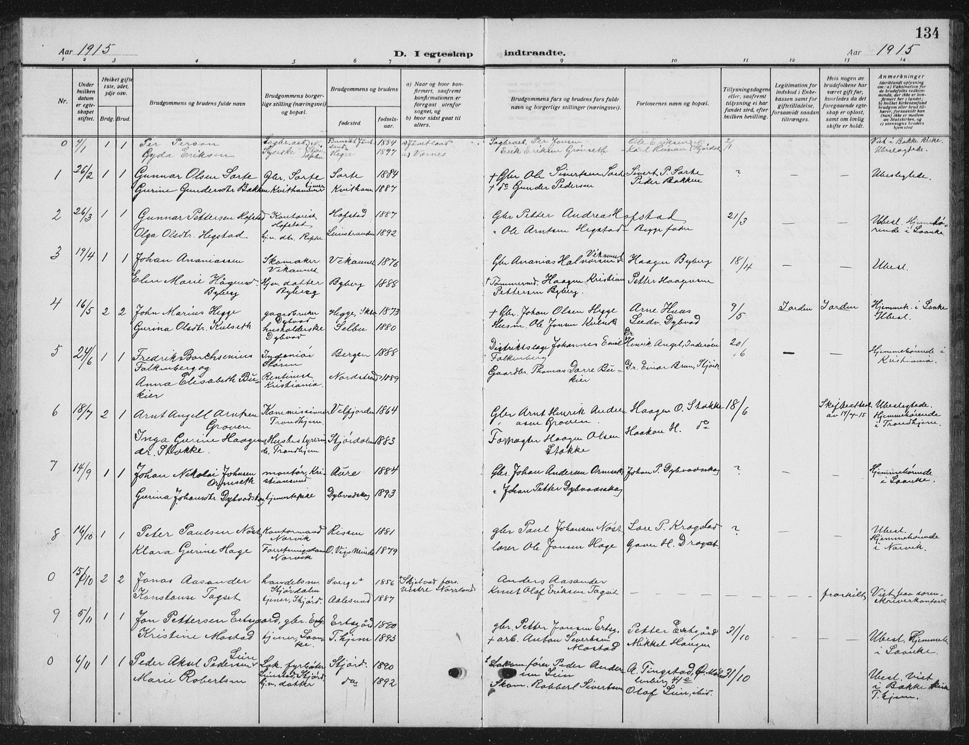 Ministerialprotokoller, klokkerbøker og fødselsregistre - Nord-Trøndelag, SAT/A-1458/709/L0088: Parish register (copy) no. 709C02, 1914-1934, p. 134