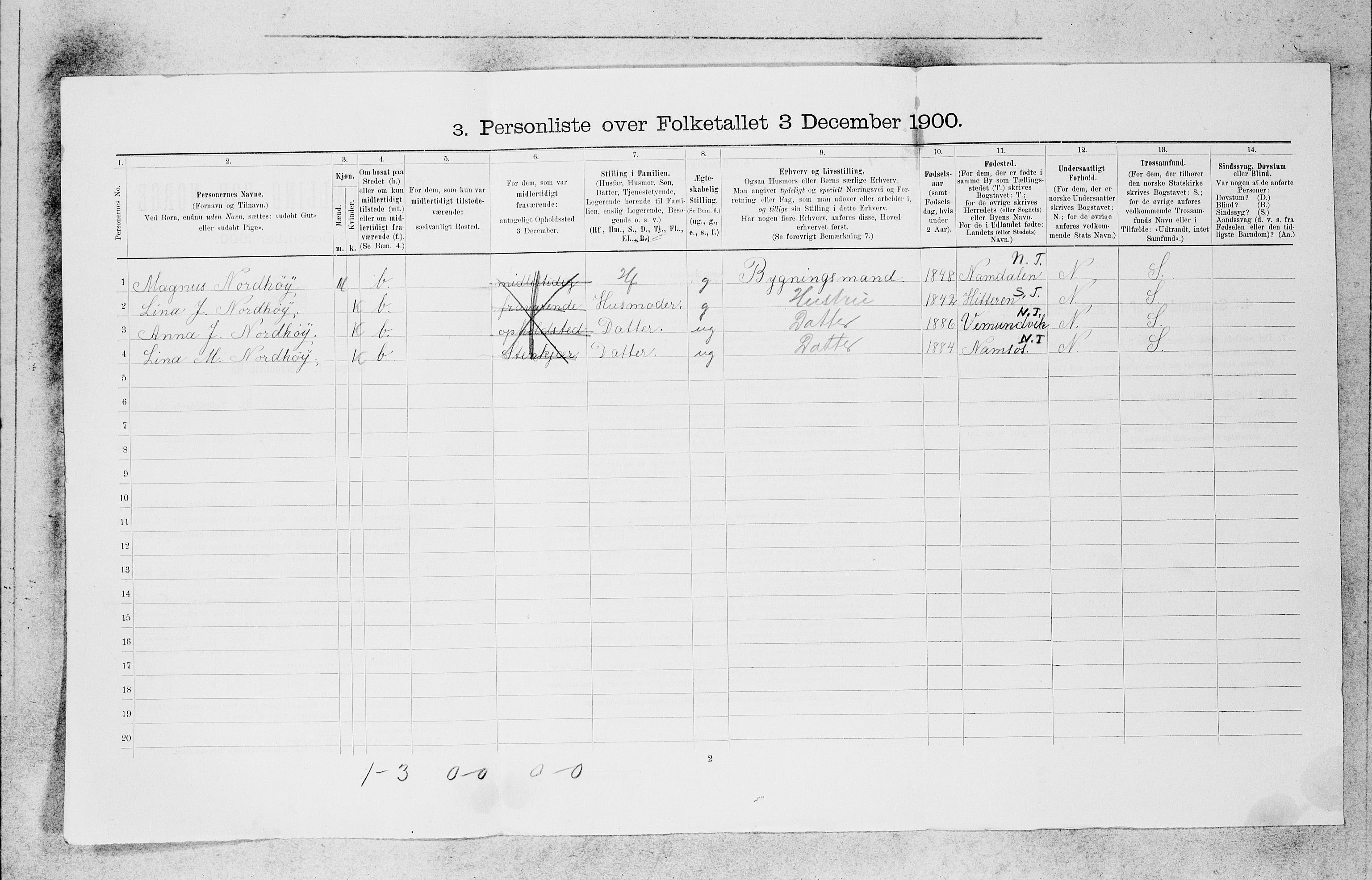 SAB, 1900 census for Bergen, 1900, p. 11426