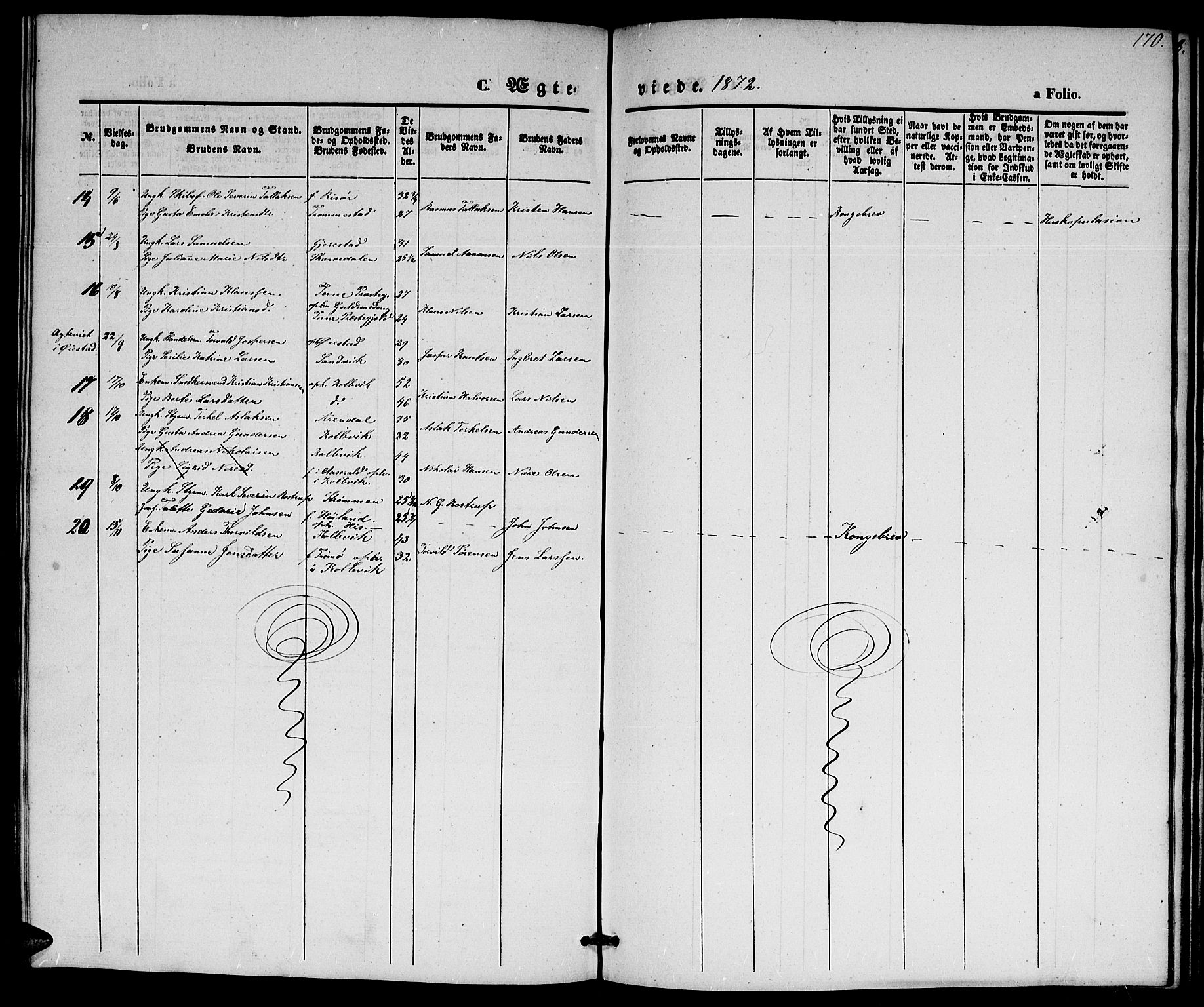 Hisøy sokneprestkontor, AV/SAK-1111-0020/F/Fb/L0001: Parish register (copy) no. B 1, 1849-1872, p. 170