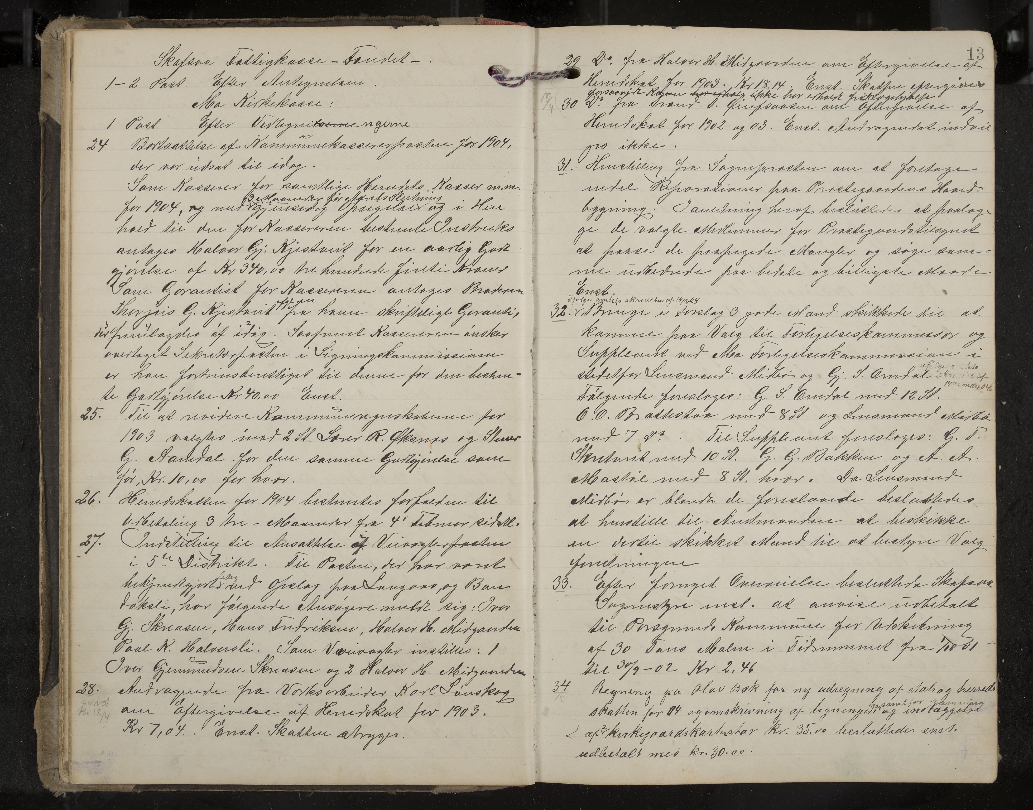 Mo formannskap og sentraladministrasjon, IKAK/0832021/A/L0004: Møtebok, 1903-1915, p. 13