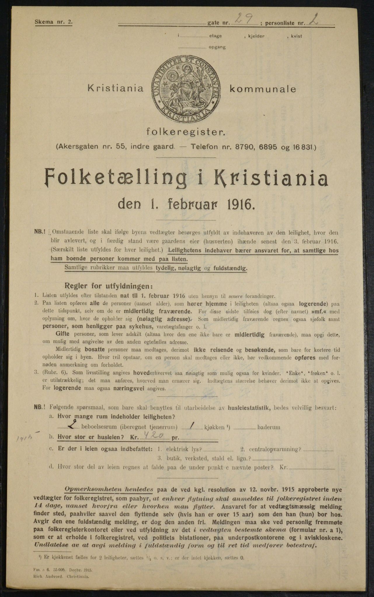 OBA, Municipal Census 1916 for Kristiania, 1916, p. 23537