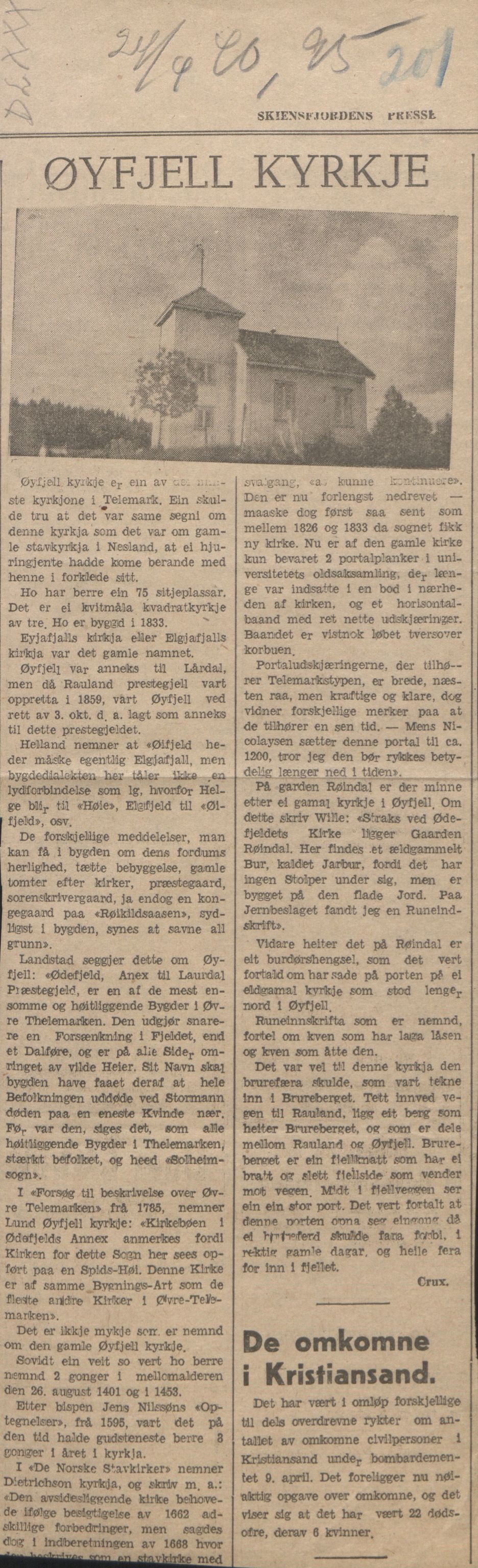 Rikard Berge, TEMU/TGM-A-1003/F/L0017/0030: 551-599 / 580 Notisar, avskrifter, brev og avisutklypp, 1931-1937, p. 201