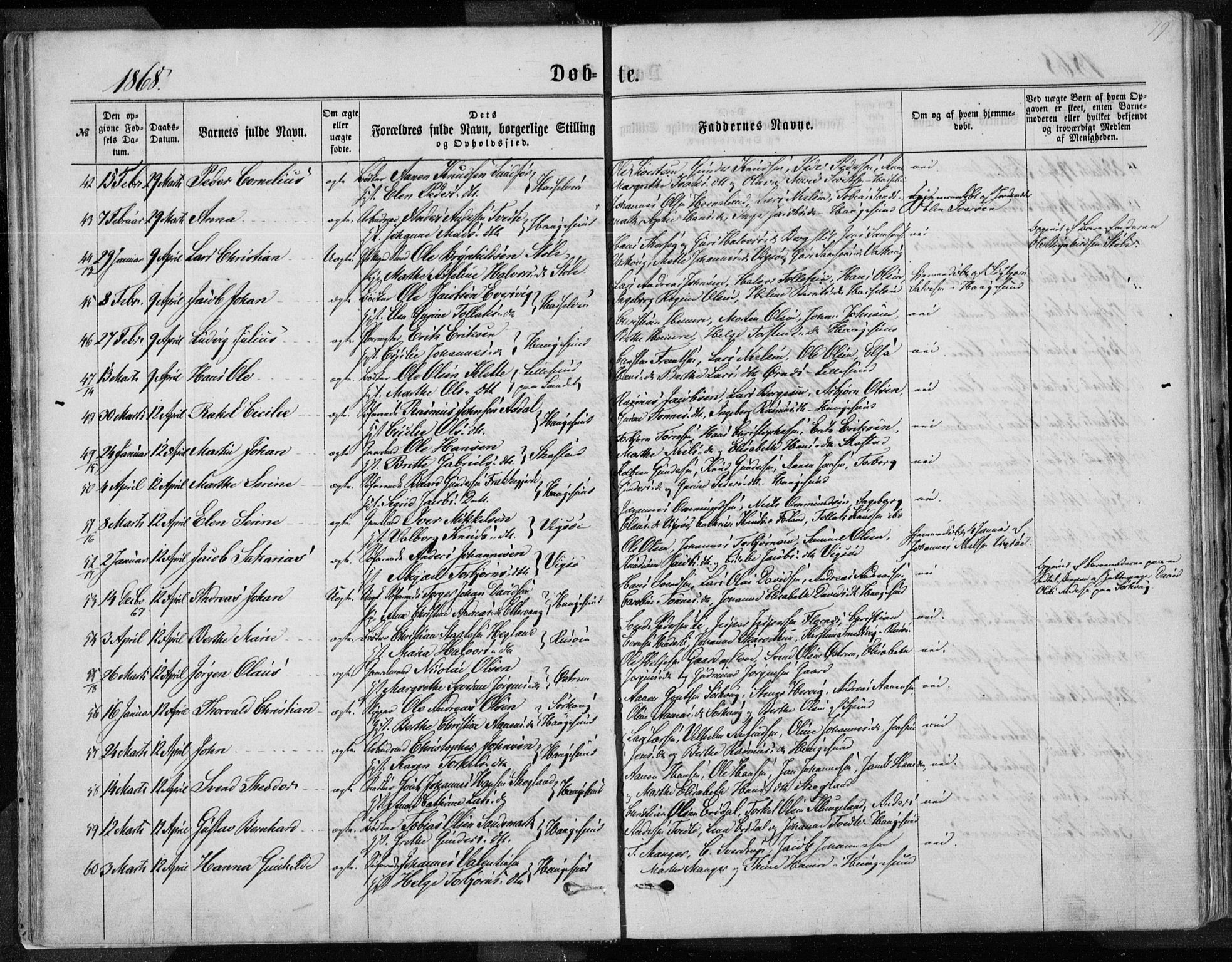 Torvastad sokneprestkontor, AV/SAST-A -101857/H/Ha/Haa/L0012: Parish register (official) no. A 12.1, 1867-1877, p. 19